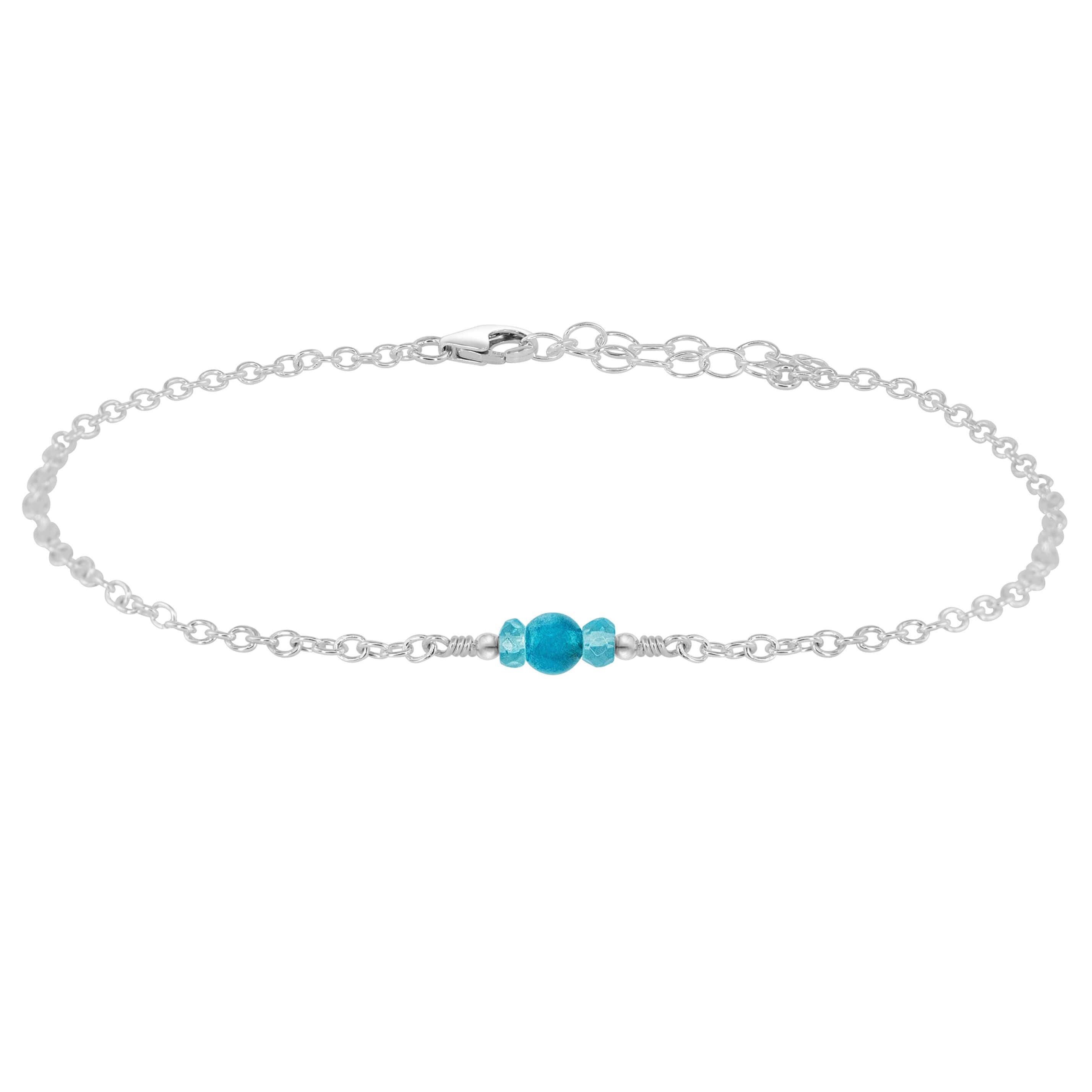 Dainty Apatite Gemstone Anklet - Dainty Apatite Gemstone Anklet - Sterling Silver - Luna Tide Handmade Crystal Jewellery