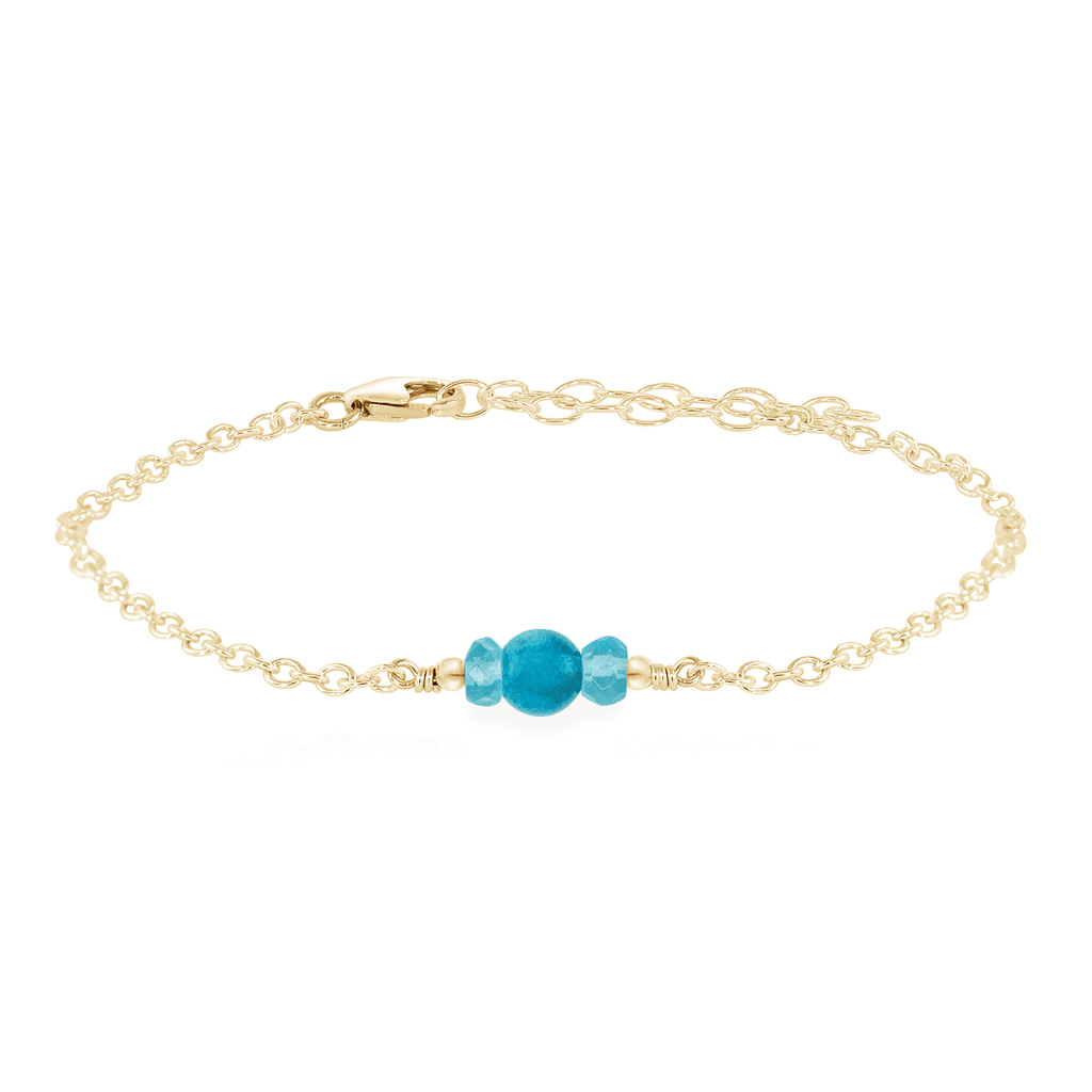 Dainty Apatite Gemstone Bracelet - Dainty Apatite Gemstone Bracelet - 14k Gold Fill - Luna Tide Handmade Crystal Jewellery