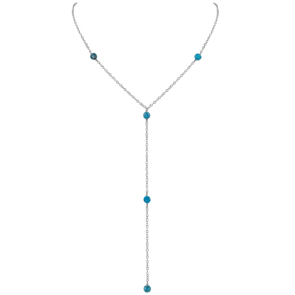 Dainty Apatite Lariat Necklace - Dainty Apatite Lariat Necklace - Stainless Steel - Luna Tide Handmade Crystal Jewellery