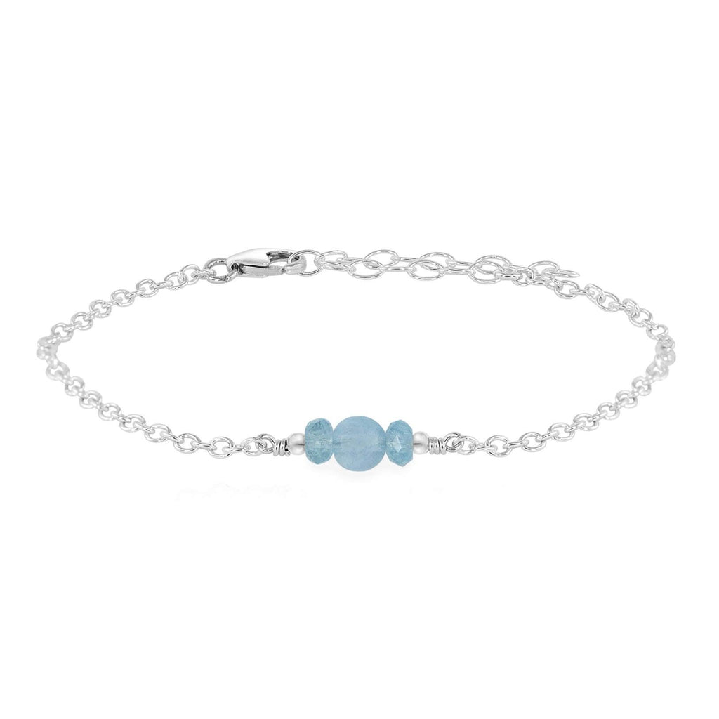 Dainty Aquamarine Gemstone Bracelet - Dainty Aquamarine Gemstone Bracelet - Sterling Silver - Luna Tide Handmade Crystal Jewellery