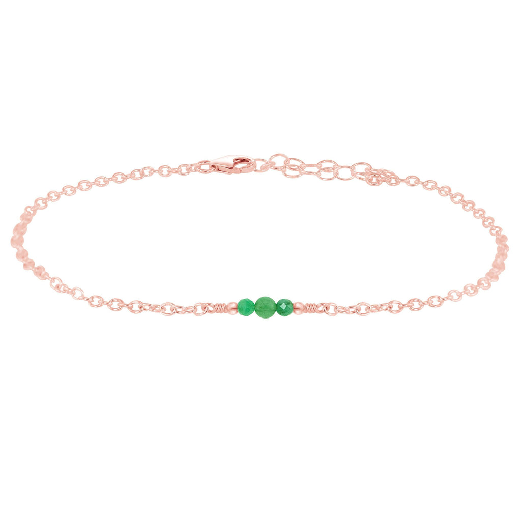 Dainty Aventurine Gemstone Anklet - Dainty Aventurine Gemstone Anklet - Sterling Silver - Luna Tide Handmade Crystal Jewellery