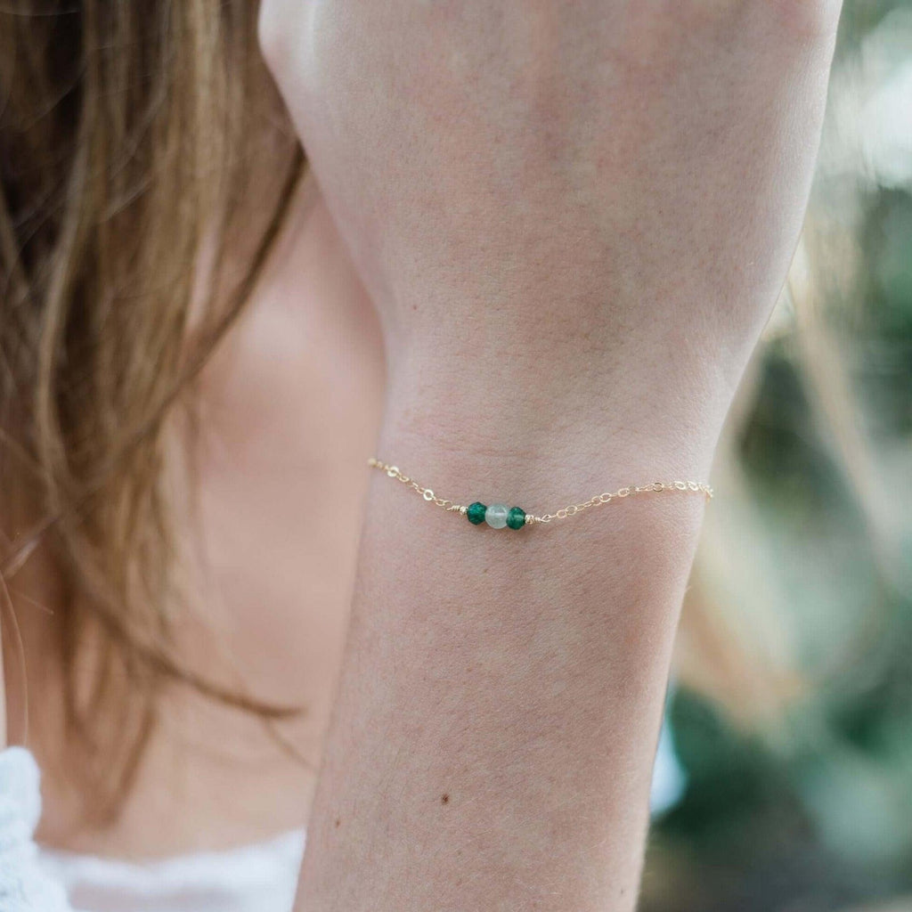 Dainty Aventurine Gemstone Bracelet - Dainty Aventurine Gemstone Bracelet - 14k Gold Fill - Luna Tide Handmade Crystal Jewellery