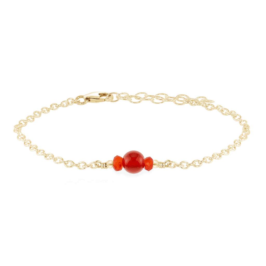 Dainty Carnelian Gemstone Bracelet - Dainty Carnelian Gemstone Bracelet - 14k Gold Fill - Luna Tide Handmade Crystal Jewellery