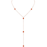 Dainty Y Necklace - Carnelian - 14K Rose Gold Fill - Luna Tide Handmade Jewellery