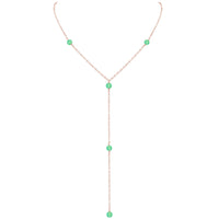 Dainty Y Necklace - Chrysoprase - 14K Rose Gold Fill - Luna Tide Handmade Jewellery