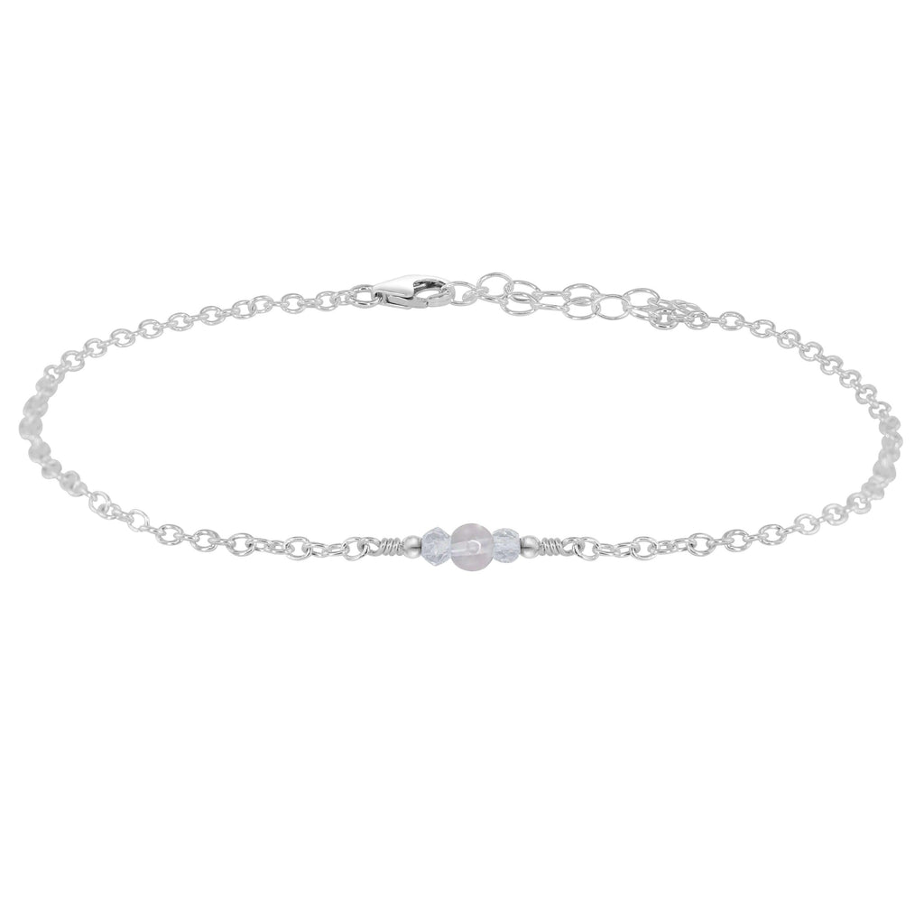 Dainty Crystal Quartz Gemstone Anklet - Dainty Crystal Quartz Gemstone Anklet - Sterling Silver - Luna Tide Handmade Crystal Jewellery