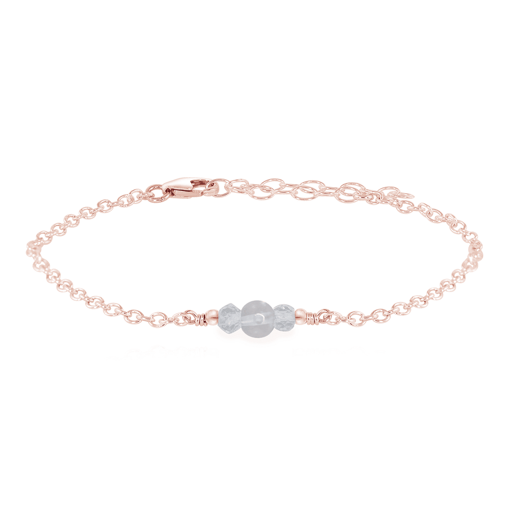 Dainty Crystal Quartz Gemstone Bracelet - Dainty Crystal Quartz Gemstone Bracelet - 14k Rose Gold Fill - Luna Tide Handmade Crystal Jewellery