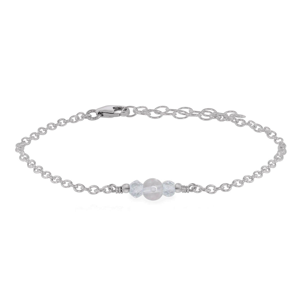 Dainty Crystal Quartz Gemstone Bracelet - Dainty Crystal Quartz Gemstone Bracelet - Stainless Steel - Luna Tide Handmade Crystal Jewellery