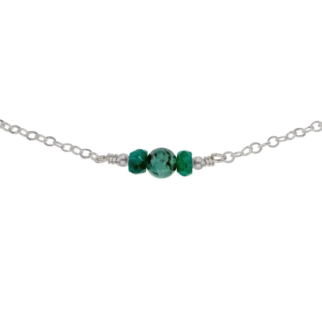 Dainty Emerald Gemstone Choker Necklace - Dainty Emerald Gemstone Choker Necklace - Stainless Steel - Luna Tide Handmade Crystal Jewellery