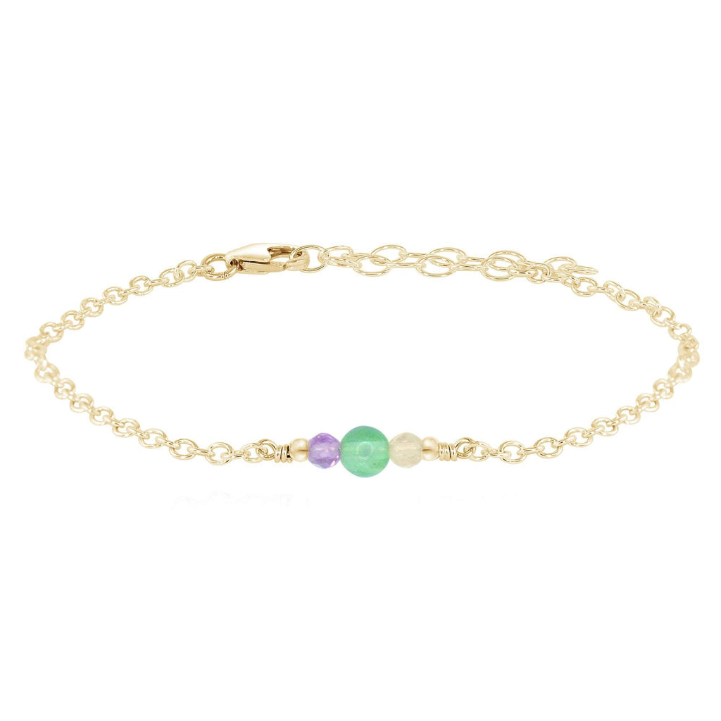 Dainty Fluorite Gemstone Bracelet - Dainty Fluorite Gemstone Bracelet - 14k Gold Fill - Luna Tide Handmade Crystal Jewellery