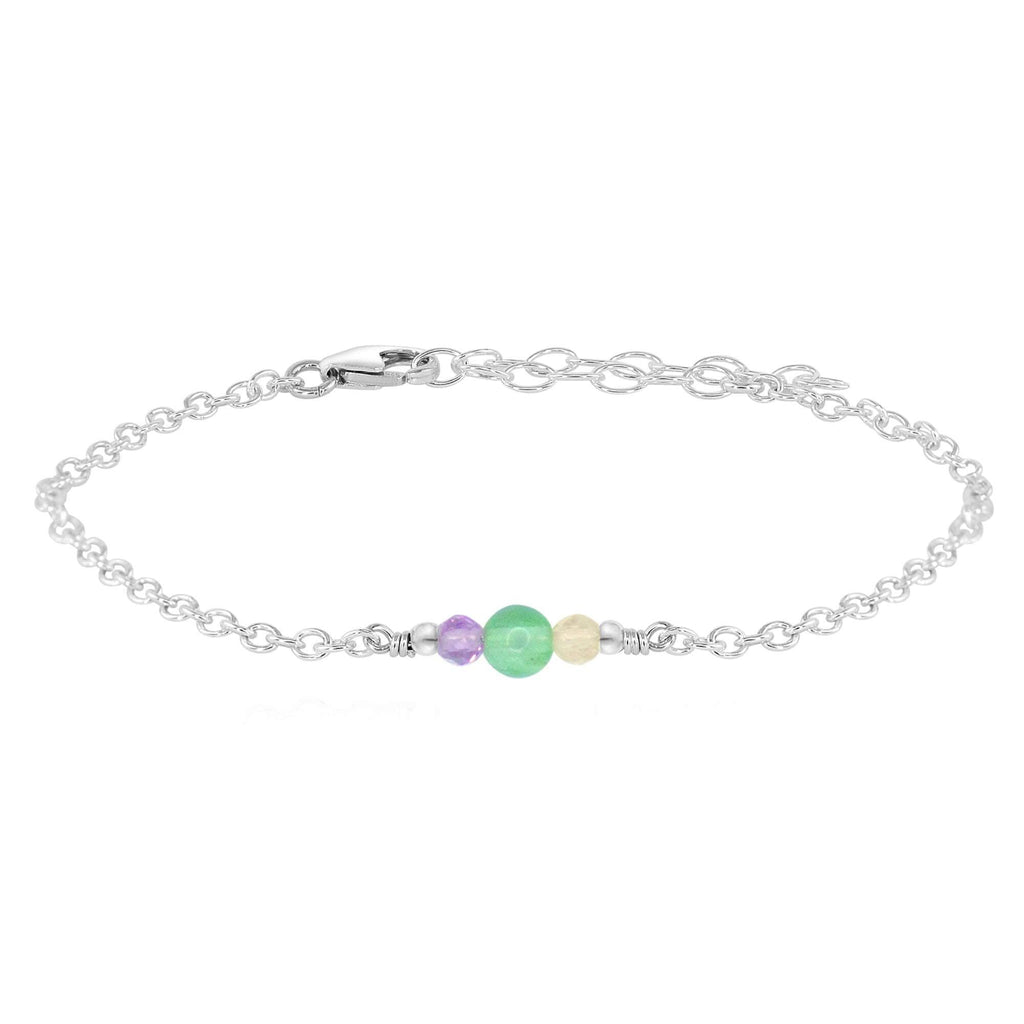 Dainty Fluorite Gemstone Bracelet - Dainty Fluorite Gemstone Bracelet - Sterling Silver - Luna Tide Handmade Crystal Jewellery
