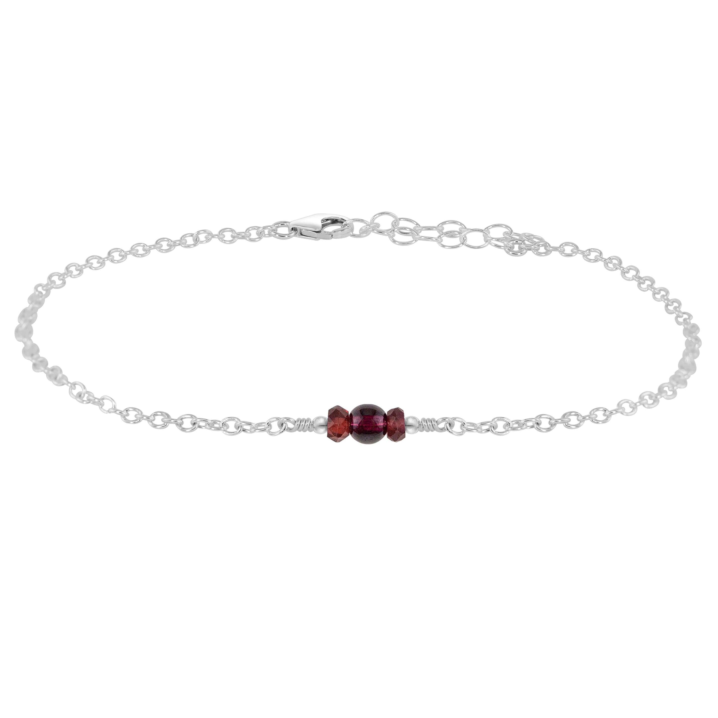 Dainty Garnet Gemstone Anklet - Dainty Garnet Gemstone Anklet - Sterling Silver - Luna Tide Handmade Crystal Jewellery