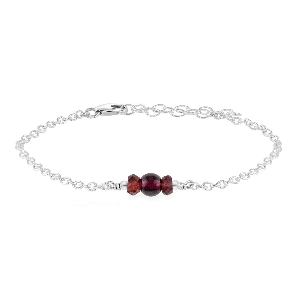 Dainty Garnet Gemstone Bracelet - Dainty Garnet Gemstone Bracelet - Sterling Silver - Luna Tide Handmade Crystal Jewellery