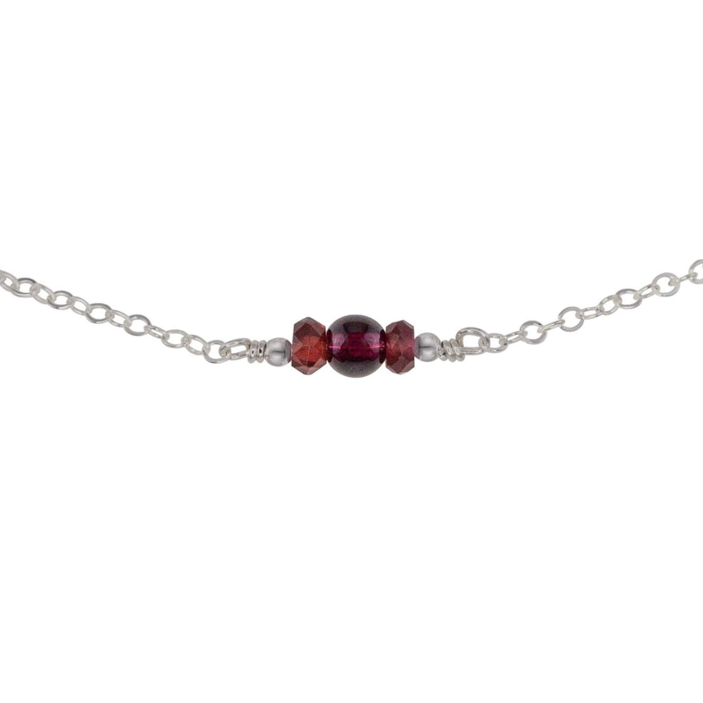 Dainty Garnet Gemstone Choker Necklace - Dainty Garnet Gemstone Choker Necklace - Stainless Steel - Luna Tide Handmade Crystal Jewellery