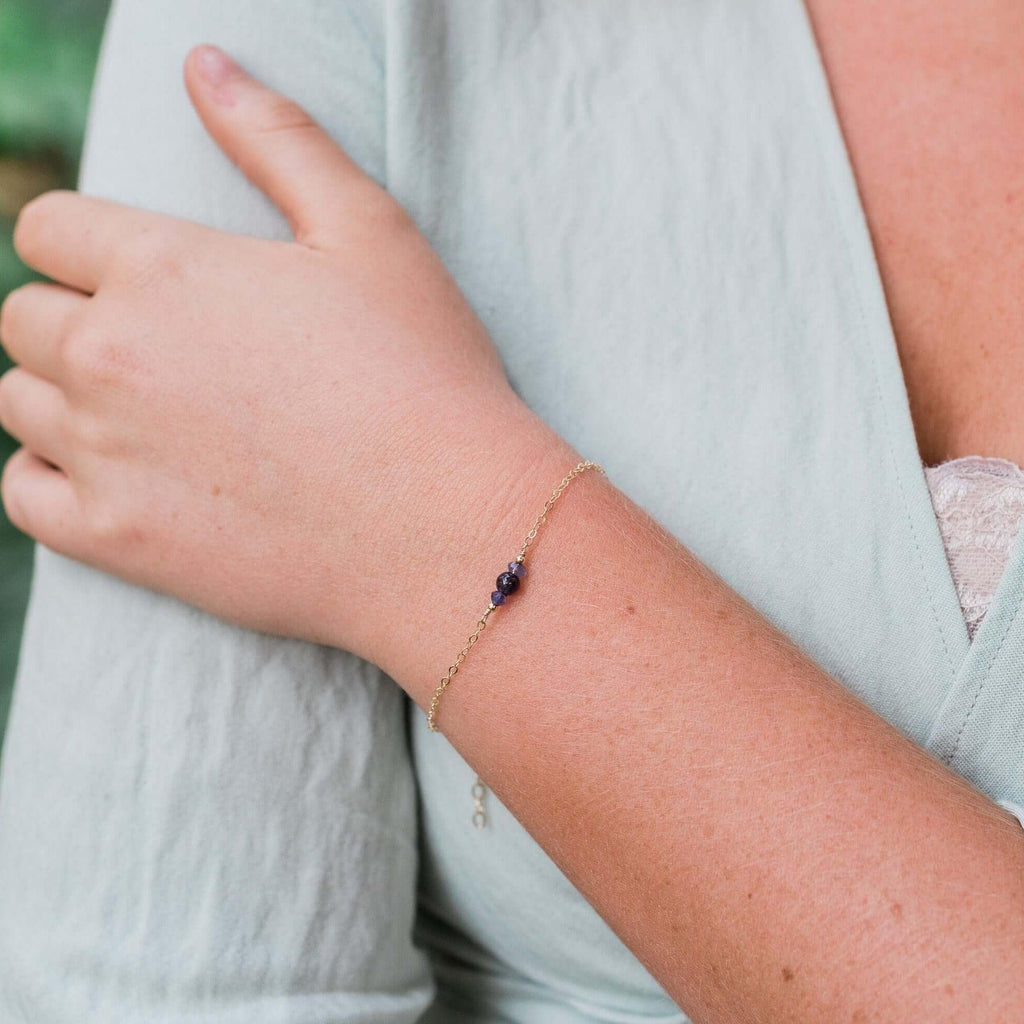 Dainty Iolite Gemstone Bracelet - Dainty Iolite Gemstone Bracelet - 14k Gold Fill - Luna Tide Handmade Crystal Jewellery