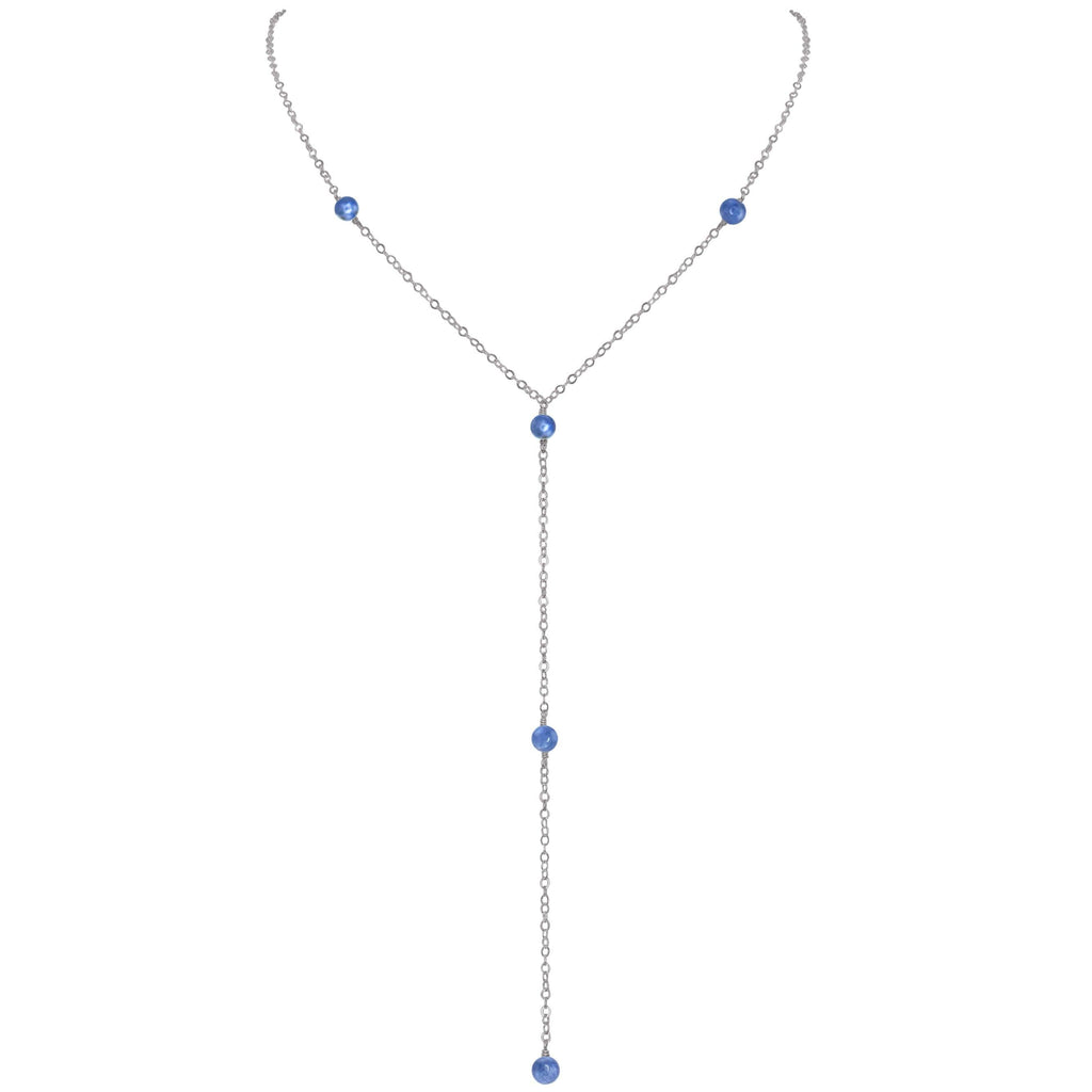 Dainty Kyanite Lariat Necklace - Dainty Kyanite Lariat Necklace - Stainless Steel - Luna Tide Handmade Crystal Jewellery