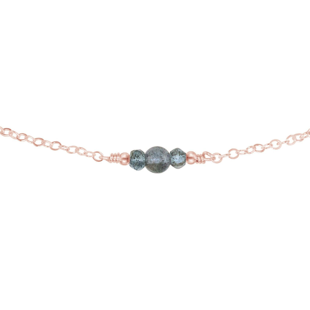 Dainty Labradorite Gemstone Choker Necklace - Dainty Labradorite Gemstone Choker Necklace - 14k Rose Gold Fill - Luna Tide Handmade Crystal Jewellery