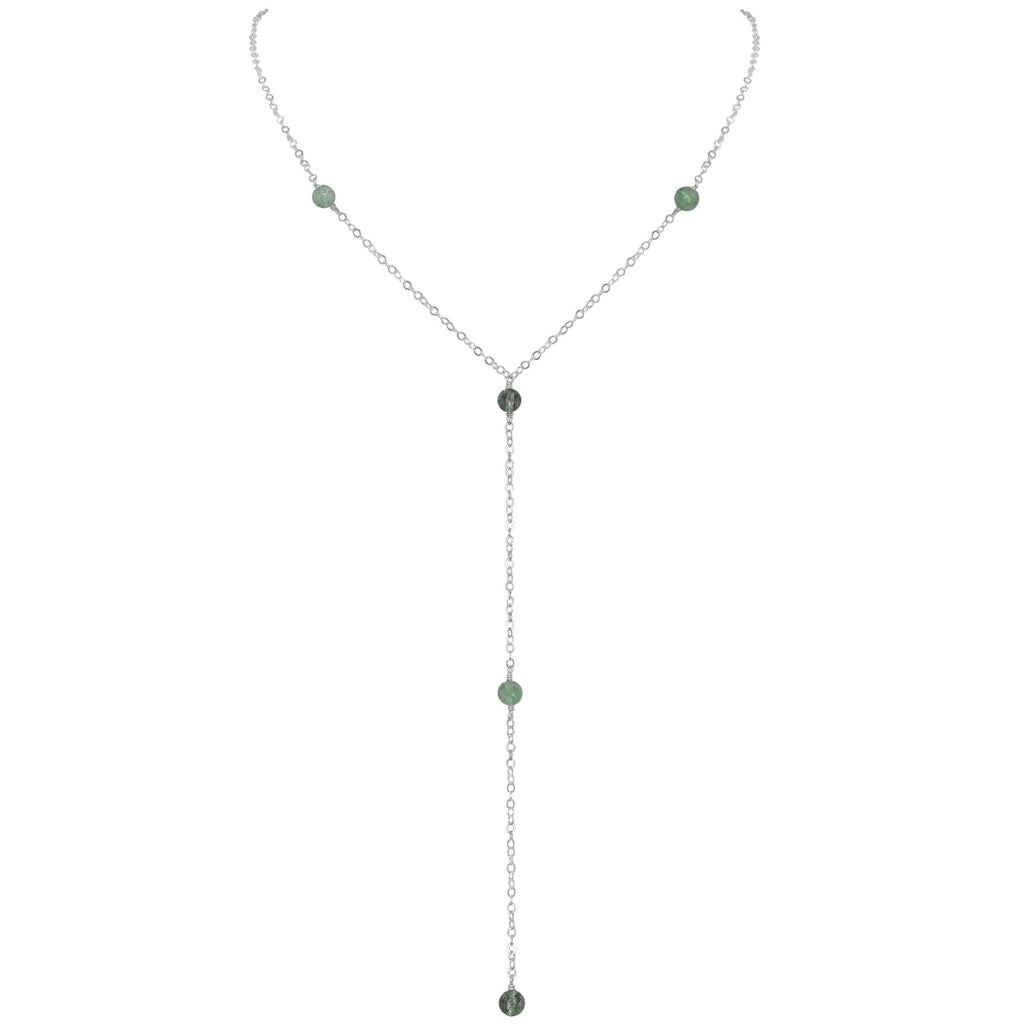 Dainty Labradorite Lariat Necklace - Dainty Labradorite Lariat Necklace - Sterling Silver - Luna Tide Handmade Crystal Jewellery