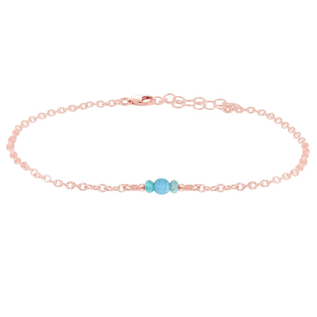 Dainty Larimar Gemstone Anklet - Dainty Larimar Gemstone Anklet - 14k Rose Gold Fill - Luna Tide Handmade Crystal Jewellery