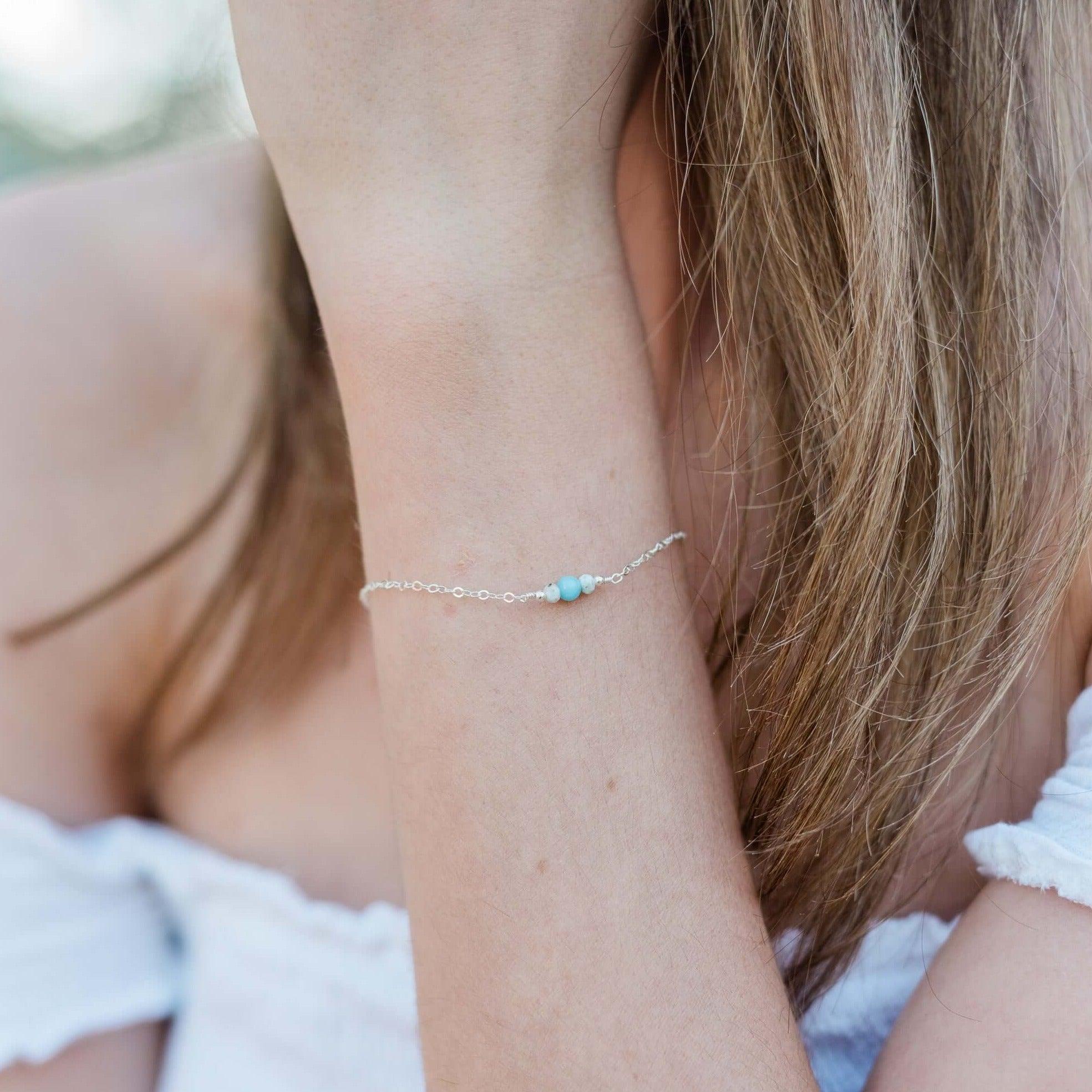 Dainty Larimar Gemstone Bracelet - Dainty Larimar Gemstone Bracelet - 14k Gold Fill - Luna Tide Handmade Crystal Jewellery