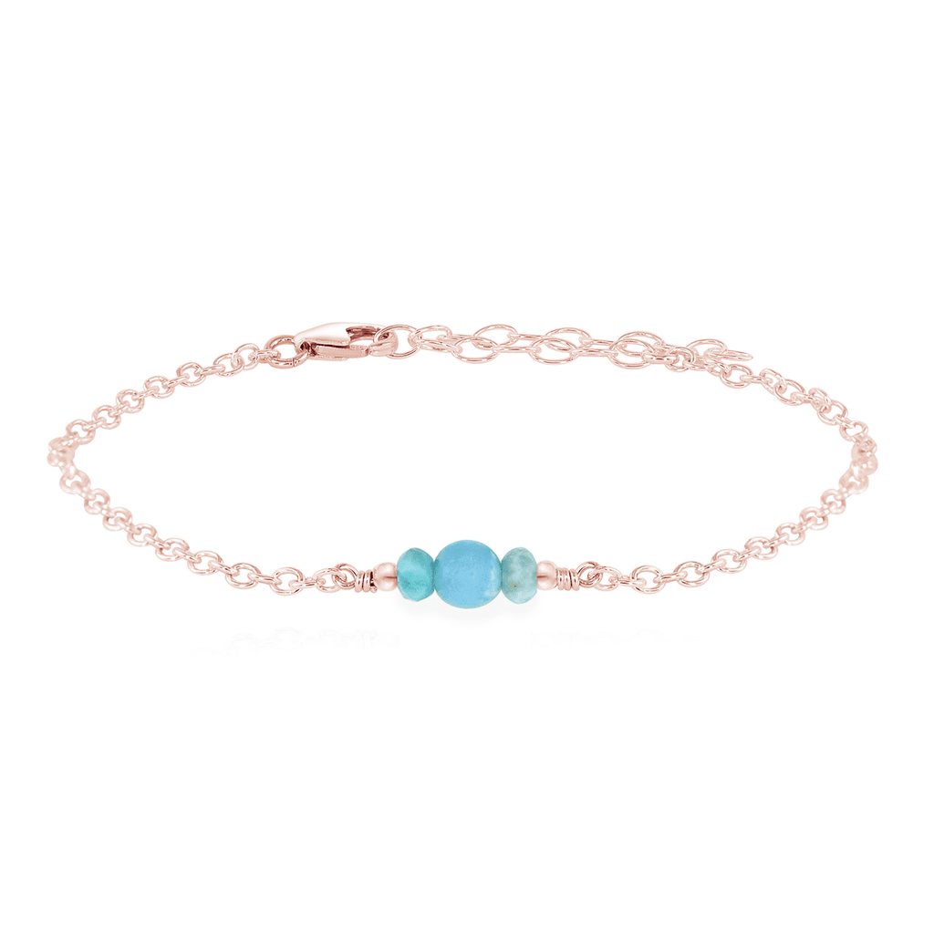 Dainty Larimar Gemstone Bracelet - Dainty Larimar Gemstone Bracelet - 14k Rose Gold Fill - Luna Tide Handmade Crystal Jewellery