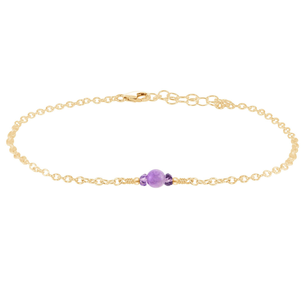 Dainty Lavender Amethyst Gemstone Anklet - Dainty Lavender Amethyst Gemstone Anklet - 14k Gold Fill - Luna Tide Handmade Crystal Jewellery