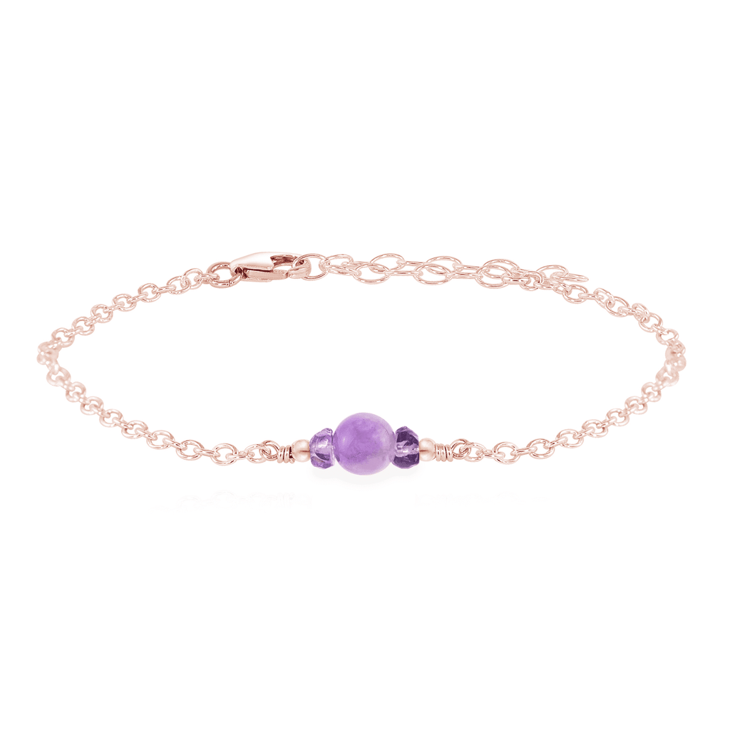 Dainty Lavender Amethyst Gemstone Bracelet - Dainty Lavender Amethyst Gemstone Bracelet - 14k Rose Gold Fill - Luna Tide Handmade Crystal Jewellery