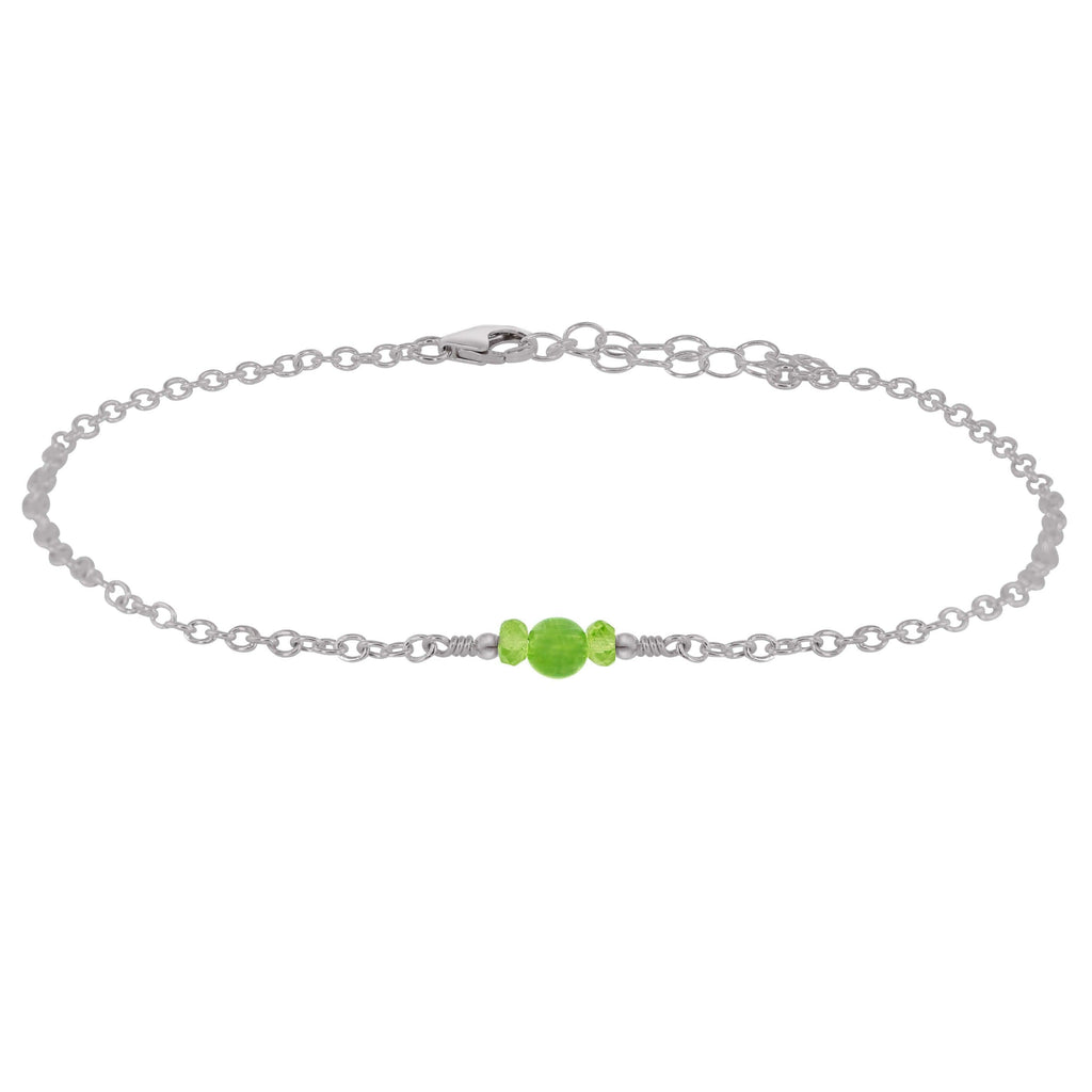 Dainty Peridot Gemstone Anklet - Dainty Peridot Gemstone Anklet - Stainless Steel - Luna Tide Handmade Crystal Jewellery