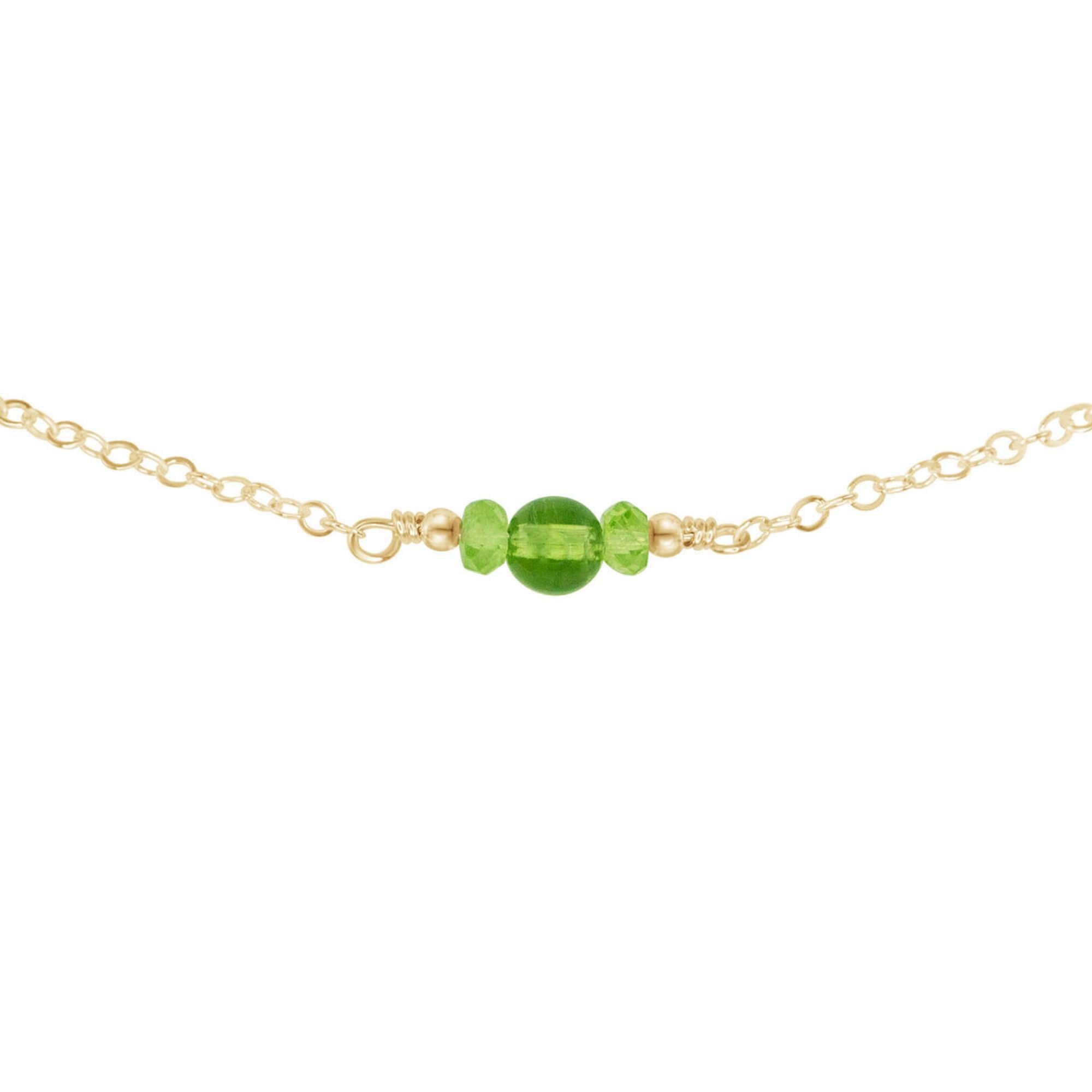 Dainty Peridot Gemstone Choker Necklace - Dainty Peridot Gemstone Choker Necklace - 14k Gold Fill - Luna Tide Handmade Crystal Jewellery