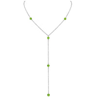 Dainty Y Necklace - Peridot - Stainless Steel - Luna Tide Handmade Jewellery