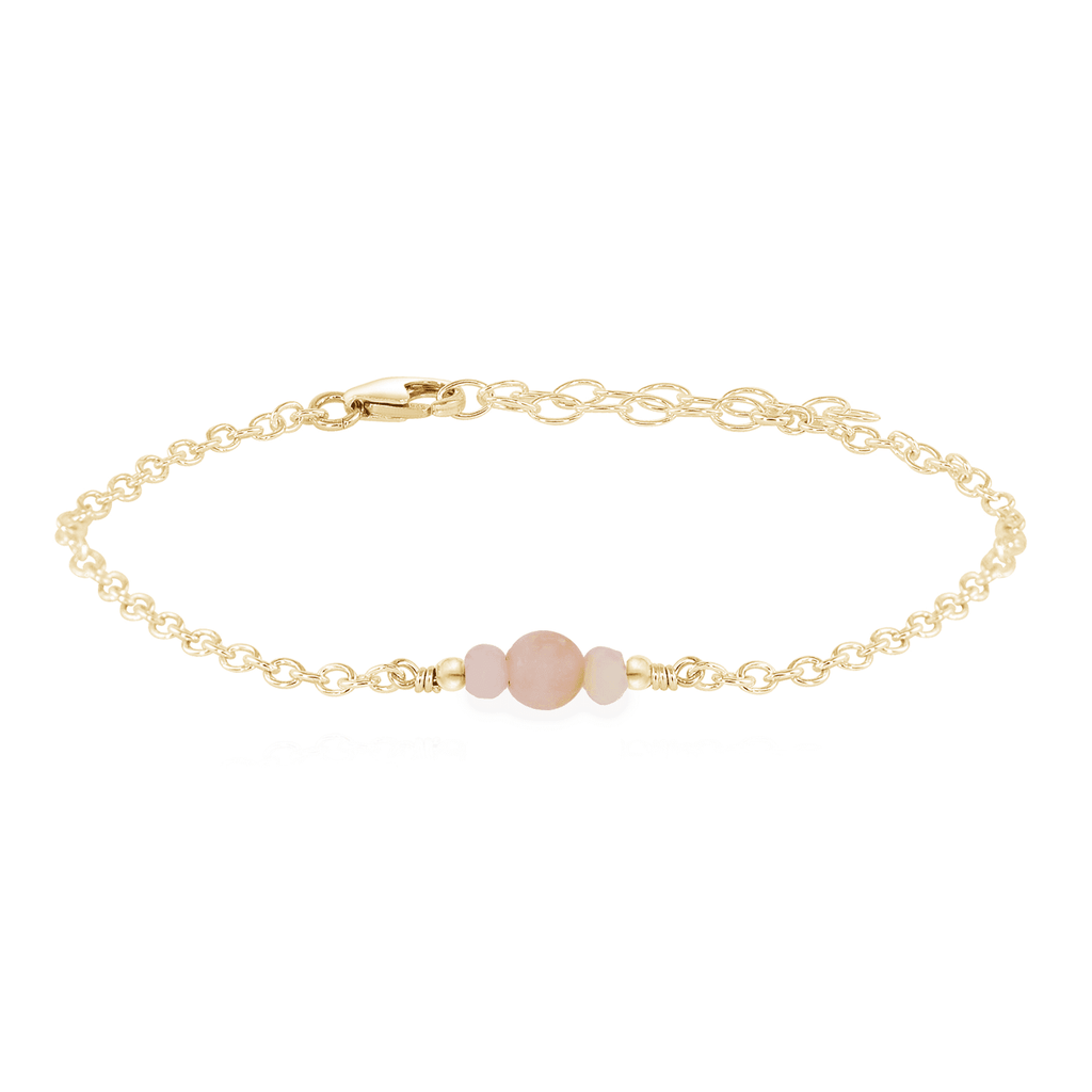 Dainty Pink Peruvian Opal Gemstone Bracelet - Dainty Pink Peruvian Opal Gemstone Bracelet - 14k Gold Fill - Luna Tide Handmade Crystal Jewellery