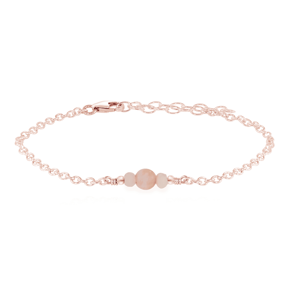 Dainty Pink Peruvian Opal Gemstone Bracelet - Dainty Pink Peruvian Opal Gemstone Bracelet - 14k Rose Gold Fill - Luna Tide Handmade Crystal Jewellery