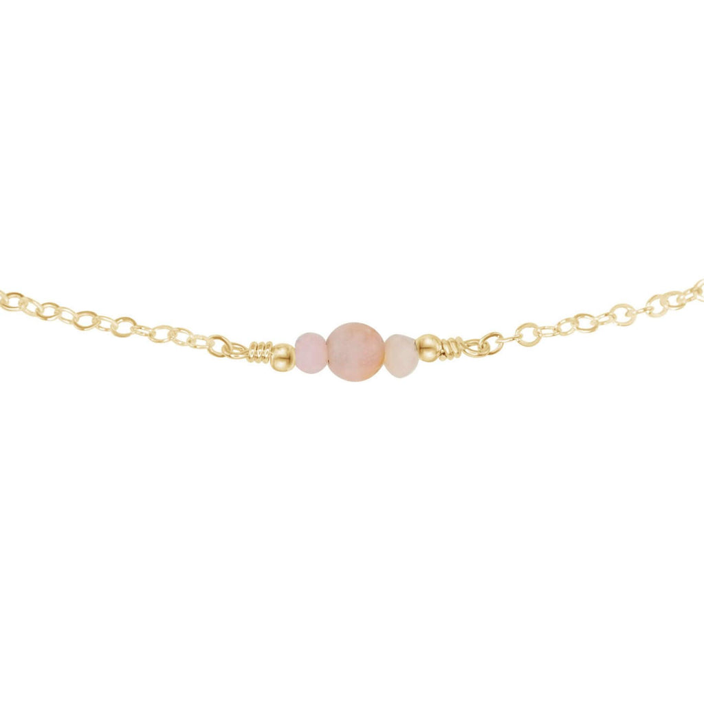 Dainty Pink Peruvian Opal Gemstone Choker Necklace - Dainty Pink Peruvian Opal Gemstone Choker Necklace - 14k Gold Fill - Luna Tide Handmade Crystal Jewellery