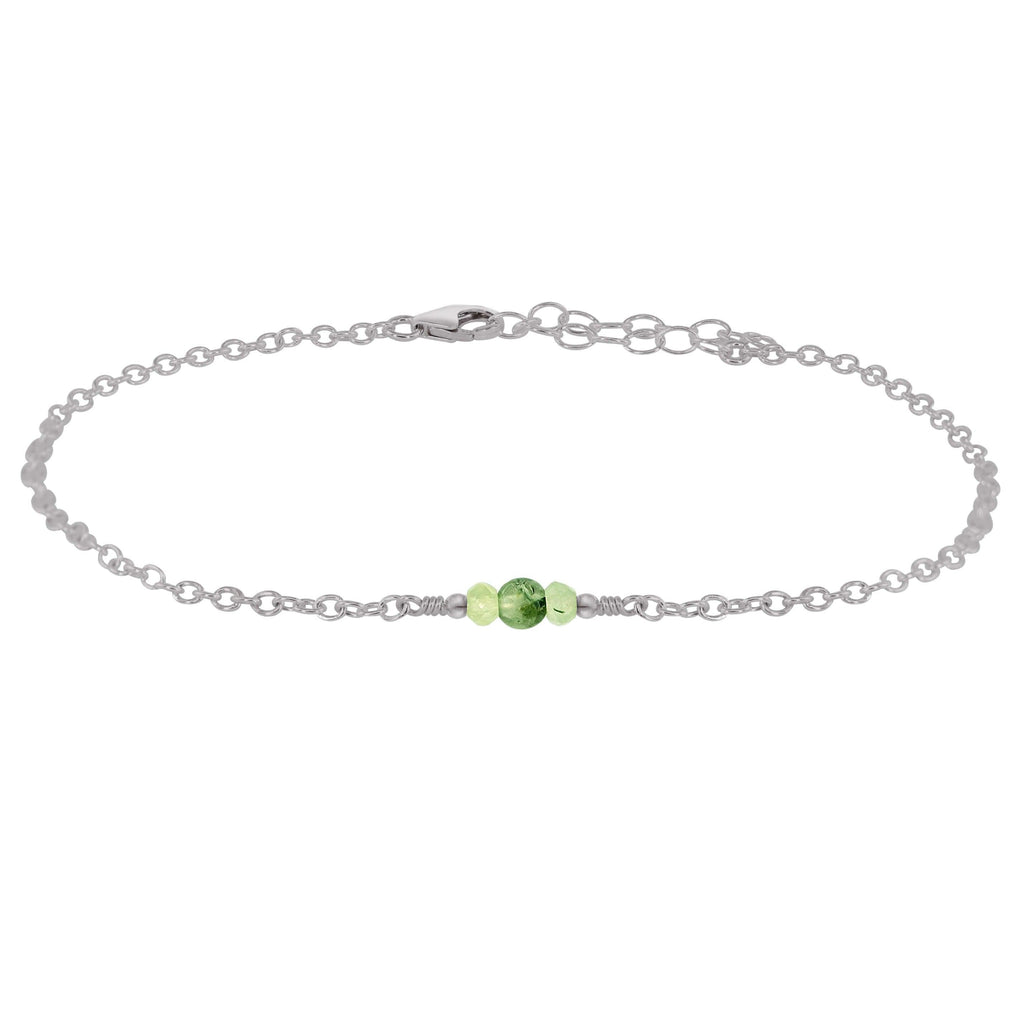 Dainty Prehnite Gemstone Anklet - Dainty Prehnite Gemstone Anklet - Stainless Steel - Luna Tide Handmade Crystal Jewellery
