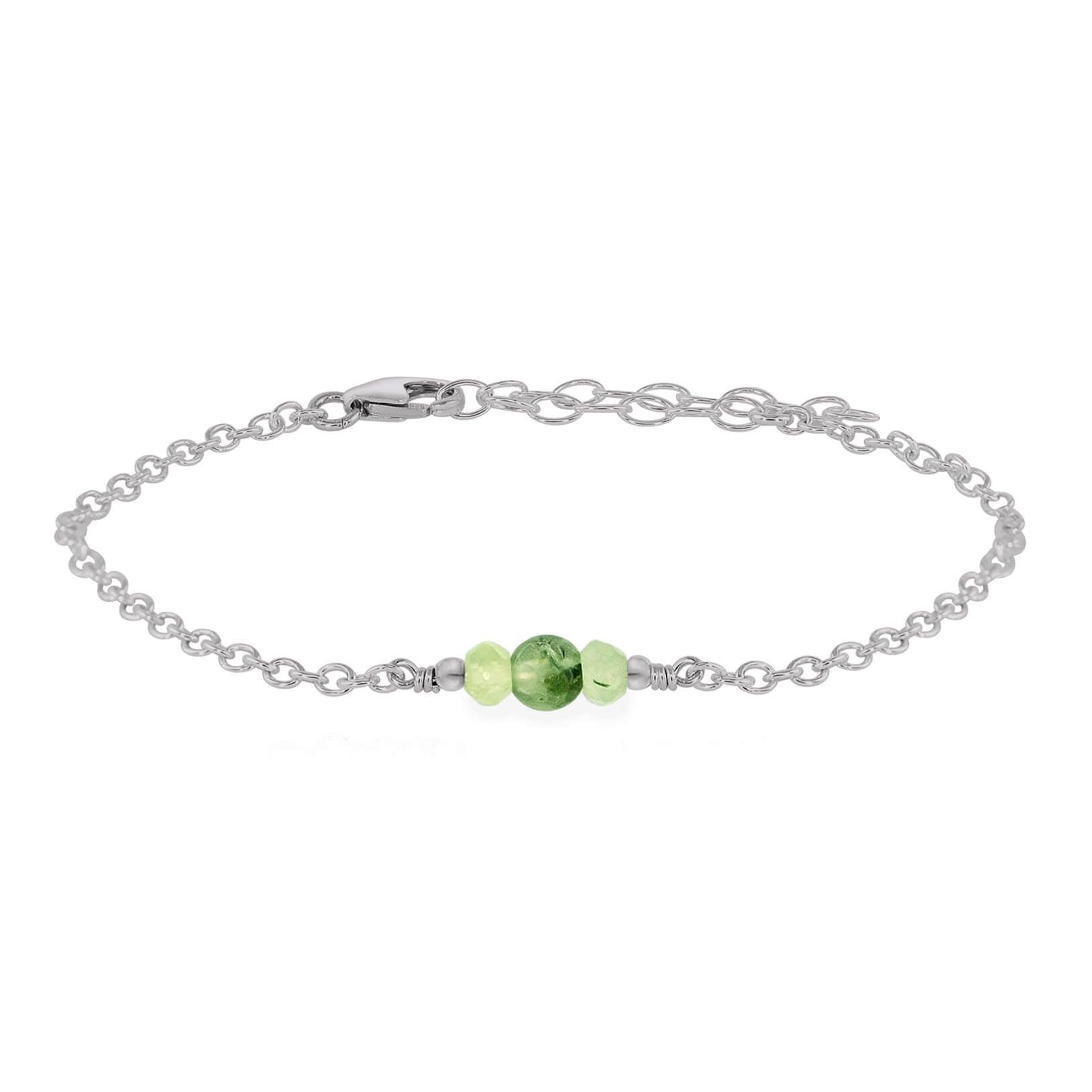 Dainty Prehnite Gemstone Bracelet - Dainty Prehnite Gemstone Bracelet - Stainless Steel - Luna Tide Handmade Crystal Jewellery