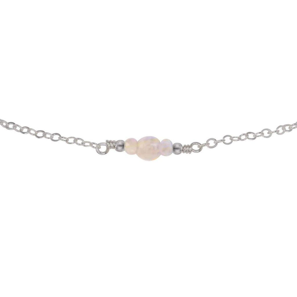 Dainty Rainbow Moonstone Gemstone Choker Necklace - Dainty Rainbow Moonstone Gemstone Choker Necklace - Stainless Steel - Luna Tide Handmade Crystal Jewellery