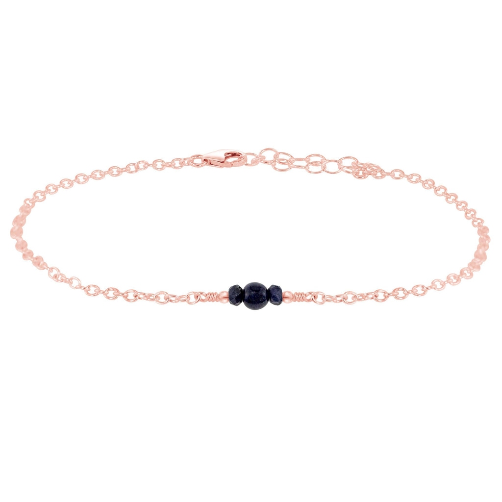 Dainty Sapphire Gemstone Anklet - Dainty Sapphire Gemstone Anklet - 14k Rose Gold Fill - Luna Tide Handmade Crystal Jewellery