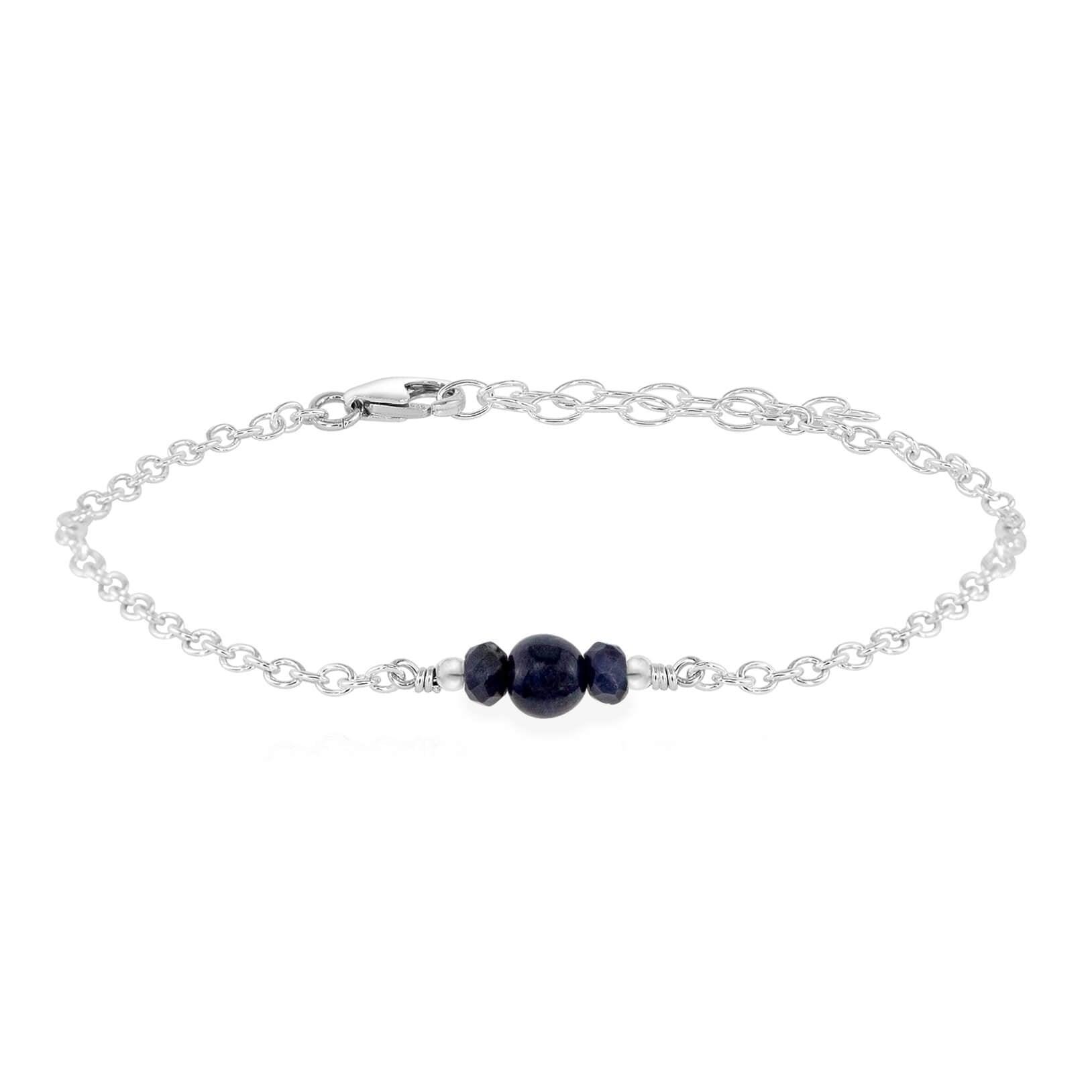 Dainty Sapphire Gemstone Bracelet - Dainty Sapphire Gemstone Bracelet - Sterling Silver - Luna Tide Handmade Crystal Jewellery