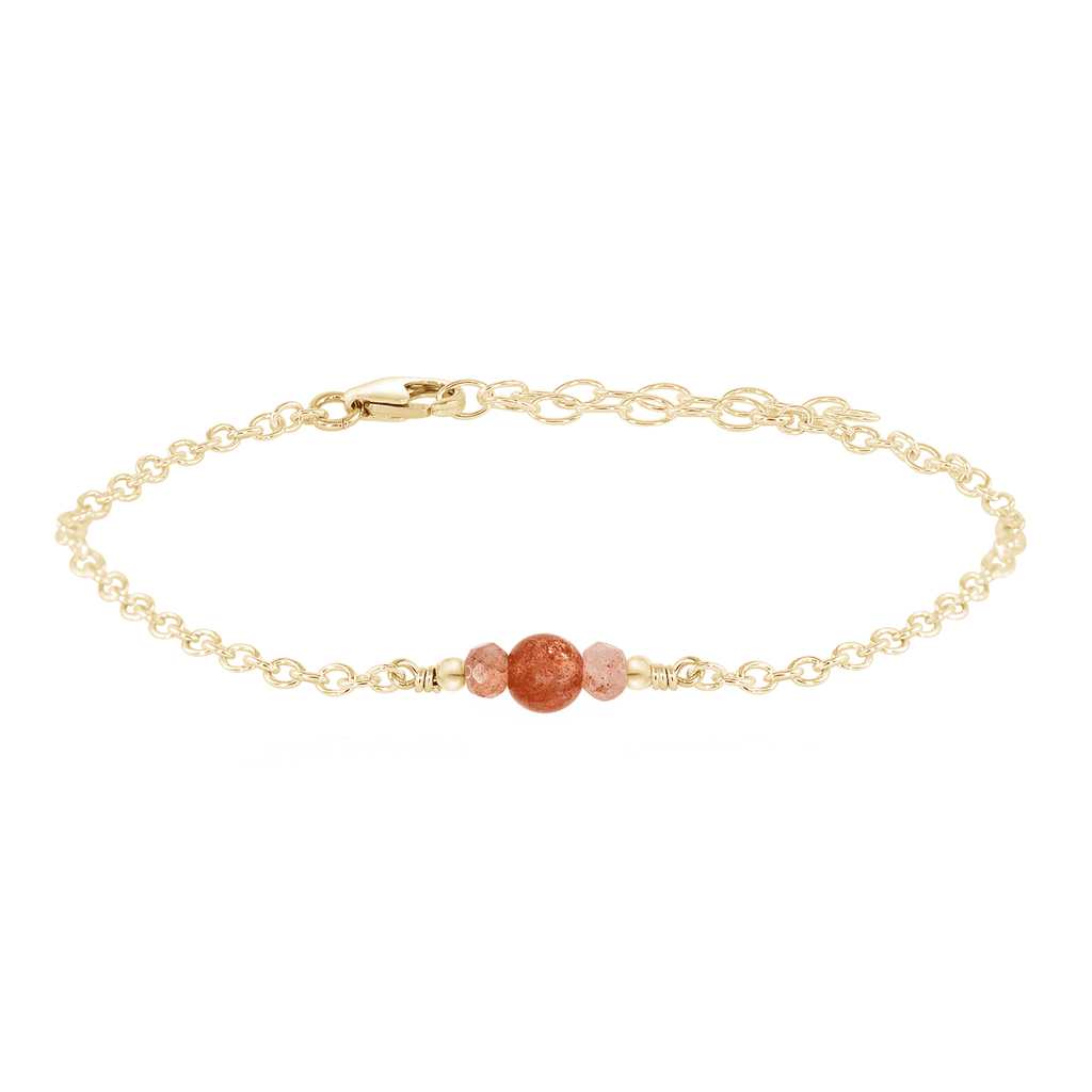 Dainty Sunstone Gemstone Bracelet - Dainty Sunstone Gemstone Bracelet - 14k Gold Fill - Luna Tide Handmade Crystal Jewellery