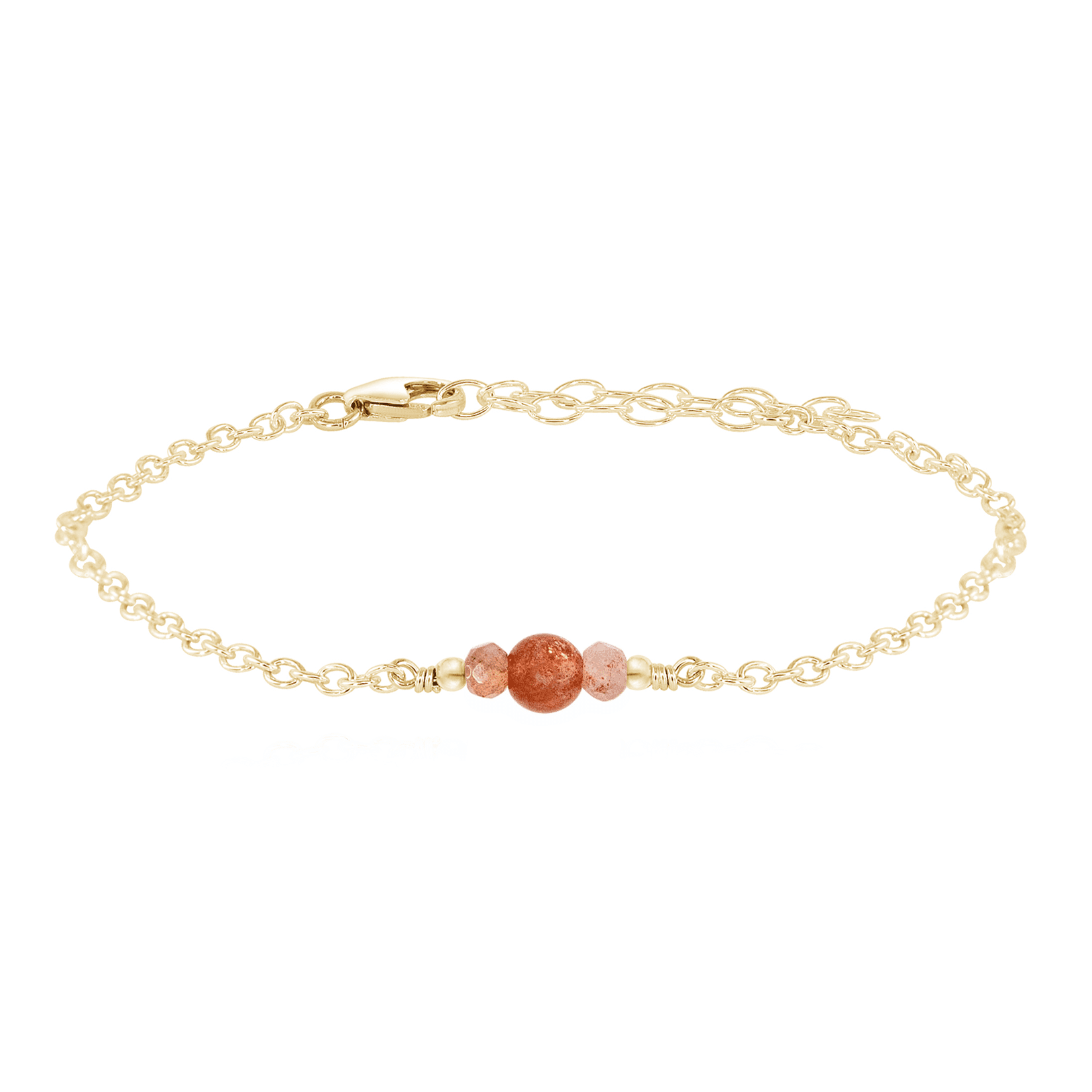 Dainty Sunstone Gemstone Bracelet - Dainty Sunstone Gemstone Bracelet - 14k Gold Fill - Luna Tide Handmade Crystal Jewellery