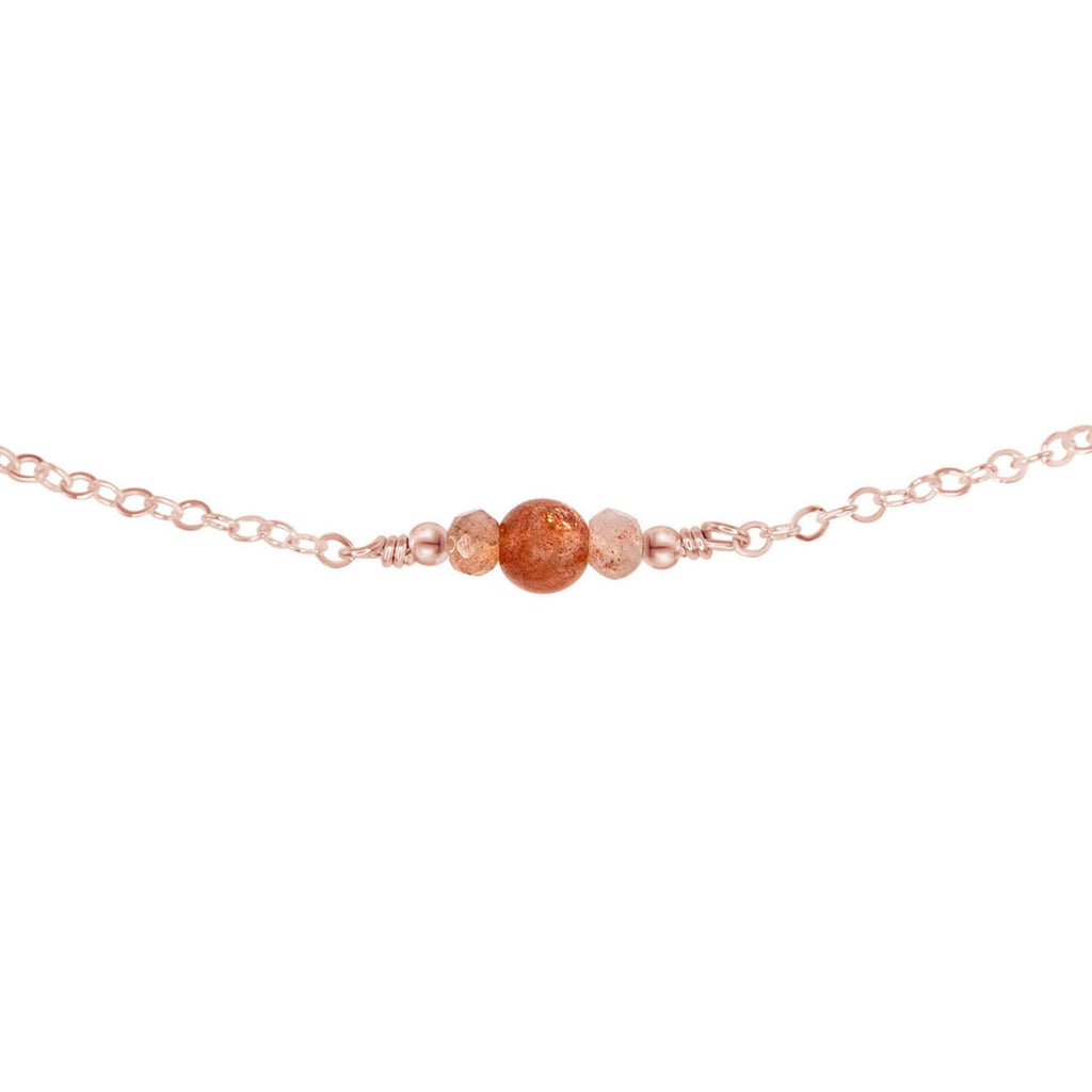 Dainty Sunstone Gemstone Choker Necklace - Dainty Sunstone Gemstone Choker Necklace - 14k Rose Gold Fill - Luna Tide Handmade Crystal Jewellery