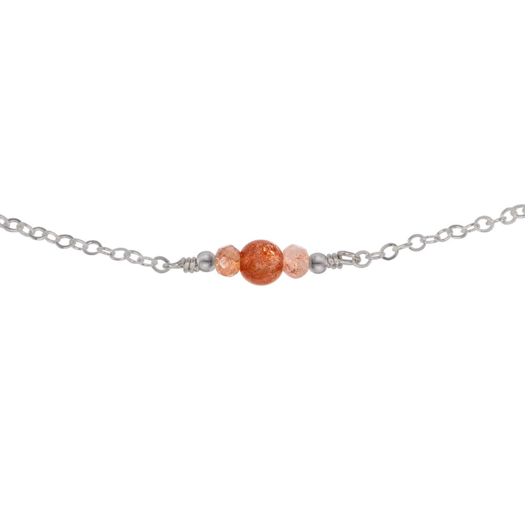 Dainty Sunstone Gemstone Choker Necklace - Dainty Sunstone Gemstone Choker Necklace - Stainless Steel - Luna Tide Handmade Crystal Jewellery