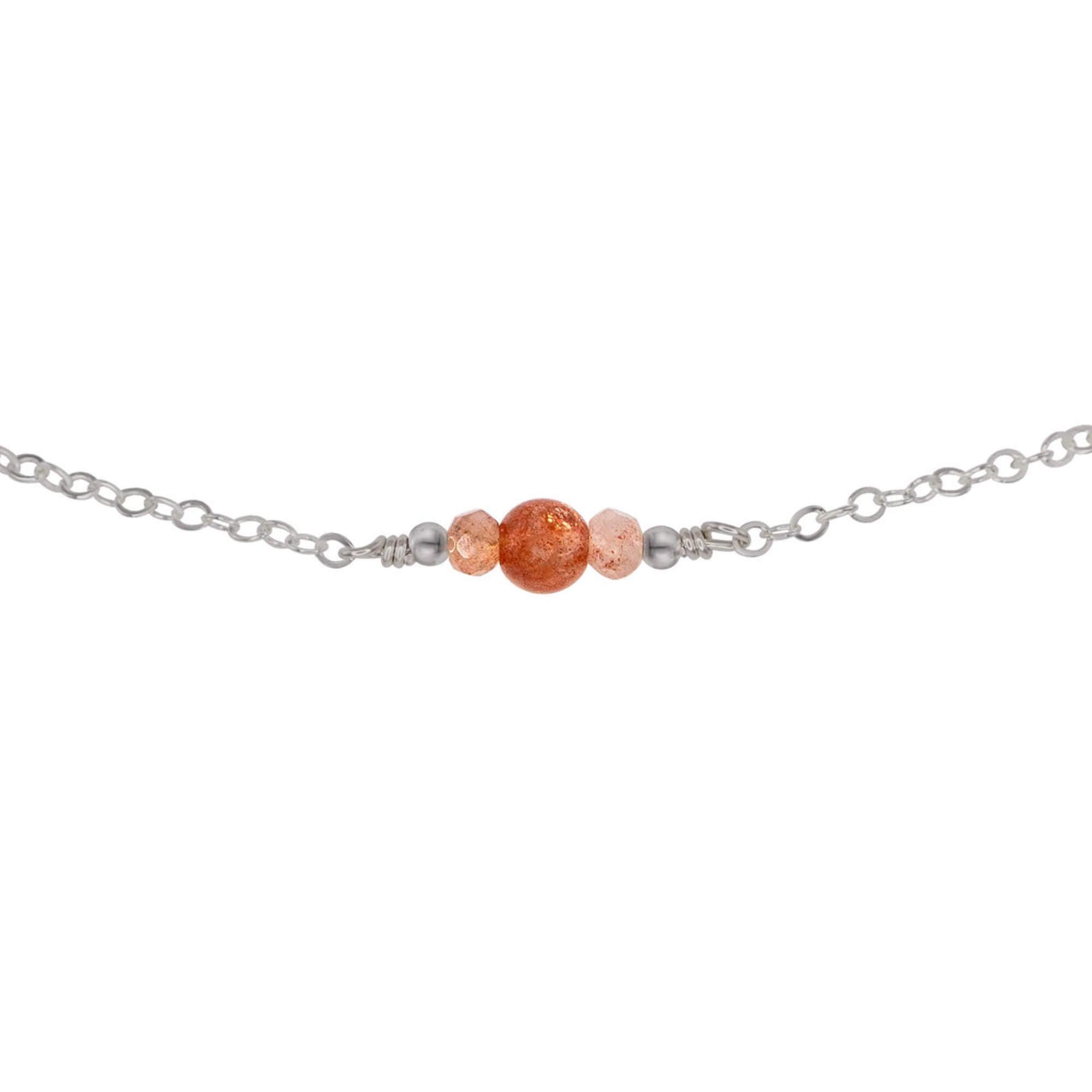 Dainty Sunstone Gemstone Choker Necklace - Dainty Sunstone Gemstone Choker Necklace - Stainless Steel - Luna Tide Handmade Crystal Jewellery