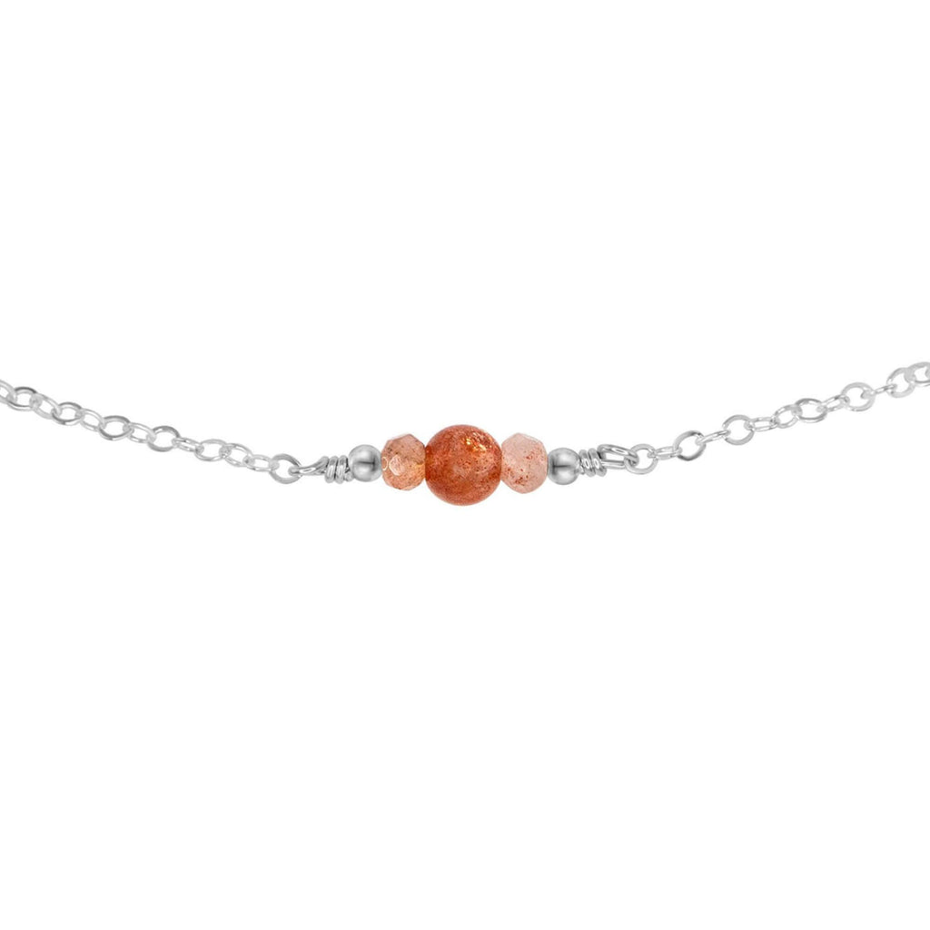 Dainty Sunstone Gemstone Choker Necklace - Dainty Sunstone Gemstone Choker Necklace - Sterling Silver - Luna Tide Handmade Crystal Jewellery