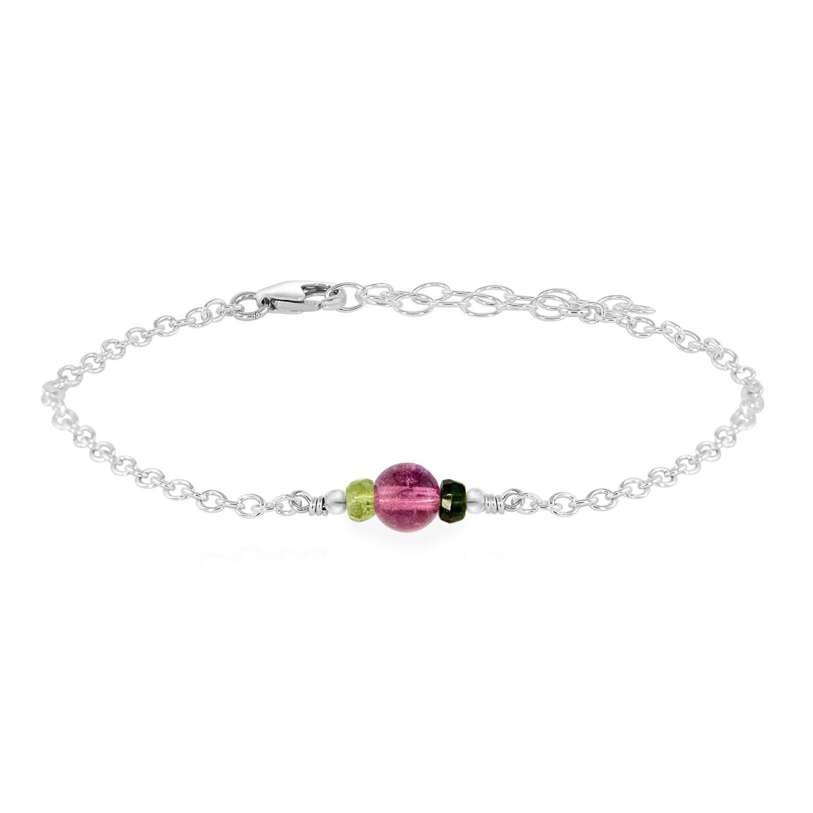 Dainty Tourmaline Gemstone Bracelet - Dainty Tourmaline Gemstone Bracelet - Sterling Silver - Luna Tide Handmade Crystal Jewellery