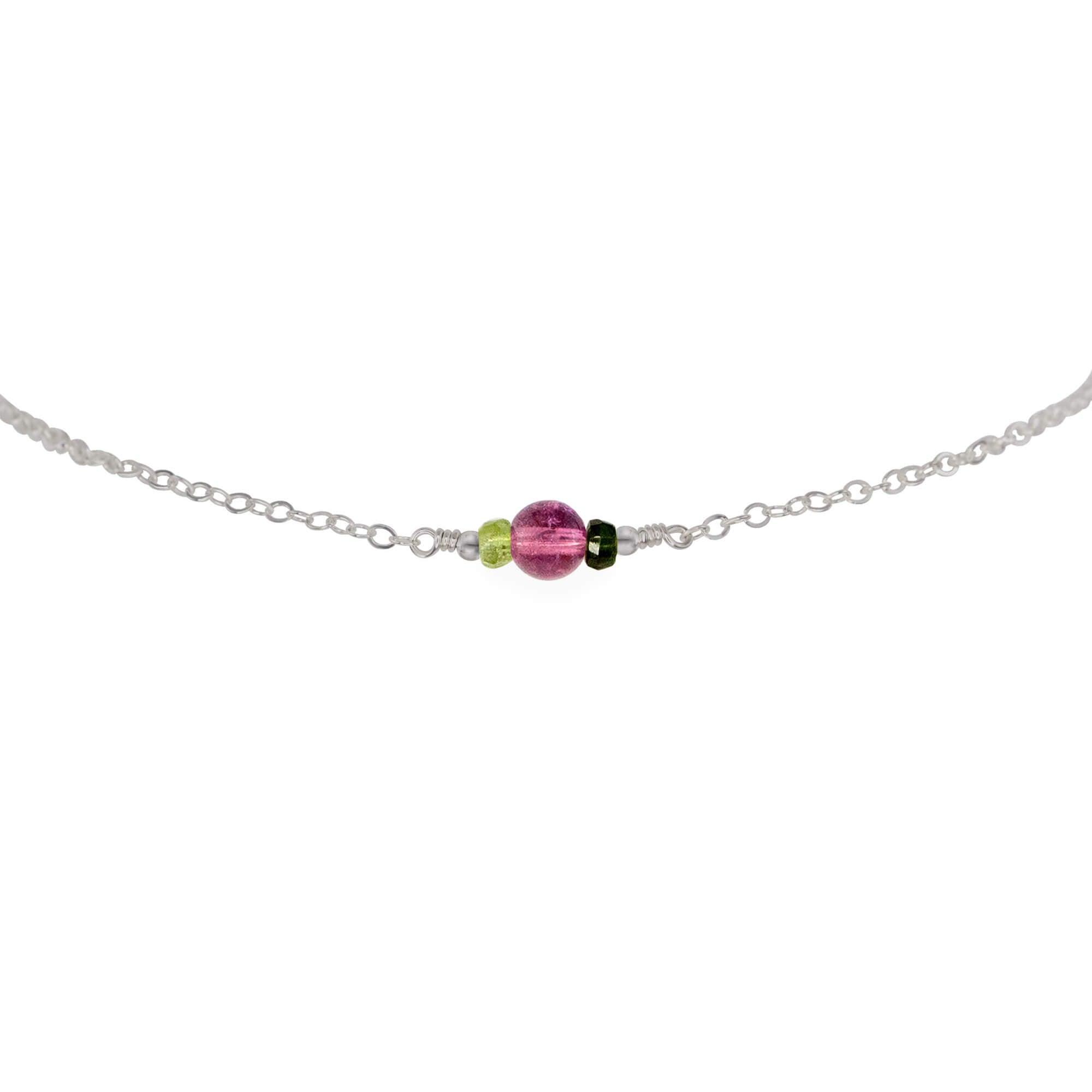 Dainty Tourmaline Gemstone Choker Necklace - Dainty Tourmaline Gemstone Choker Necklace - Stainless Steel - Luna Tide Handmade Crystal Jewellery