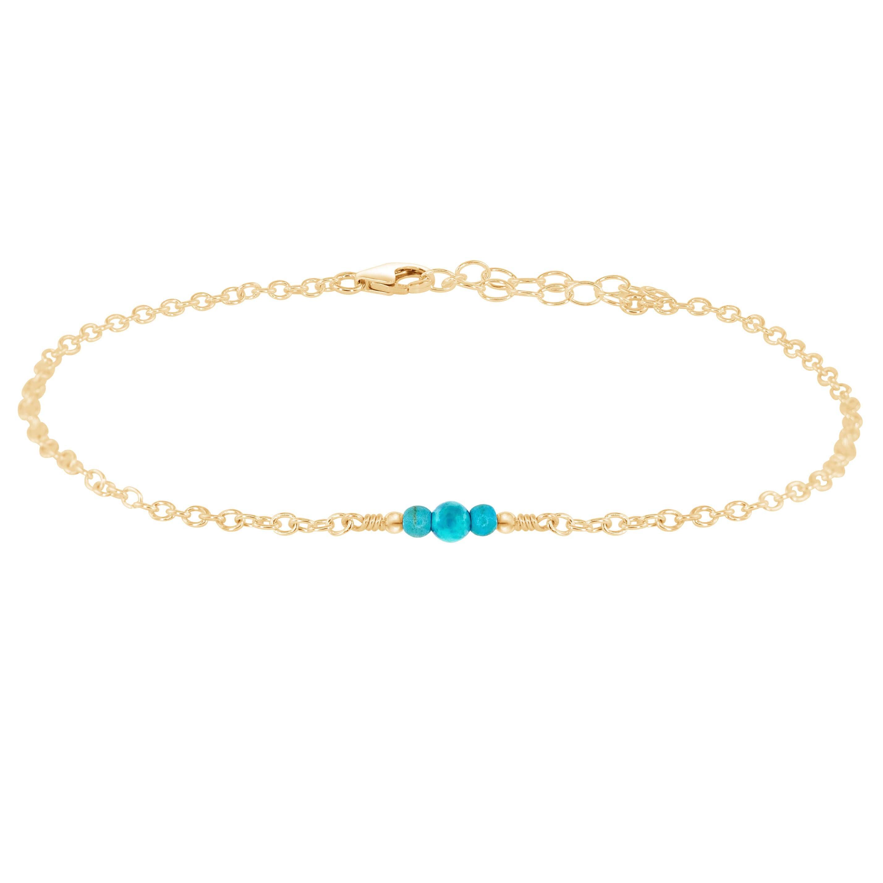 Dainty Turquoise Gemstone Anklet - Dainty Turquoise Gemstone Anklet - 14k Gold Fill - Luna Tide Handmade Crystal Jewellery