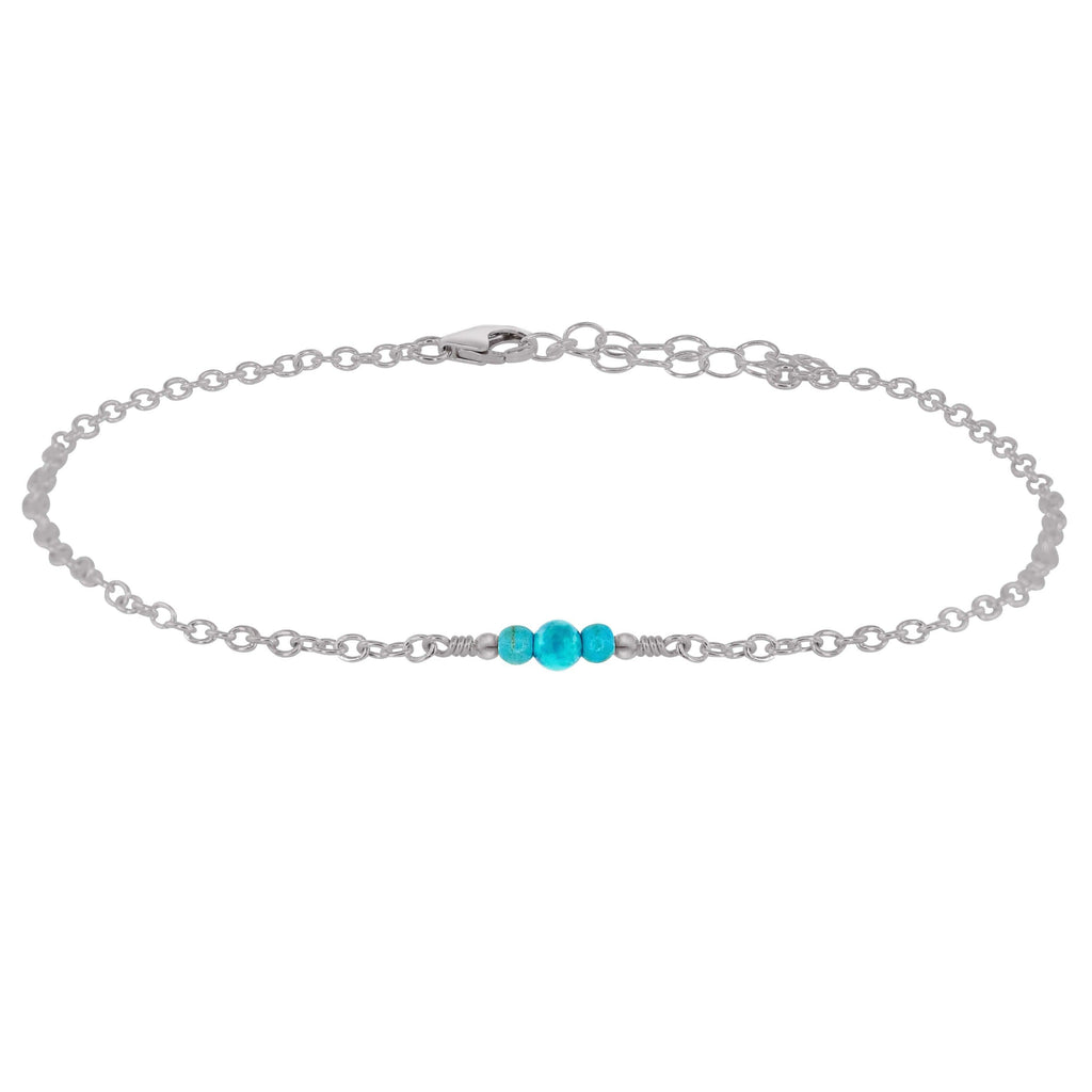 Dainty Turquoise Gemstone Anklet - Dainty Turquoise Gemstone Anklet - Stainless Steel - Luna Tide Handmade Crystal Jewellery