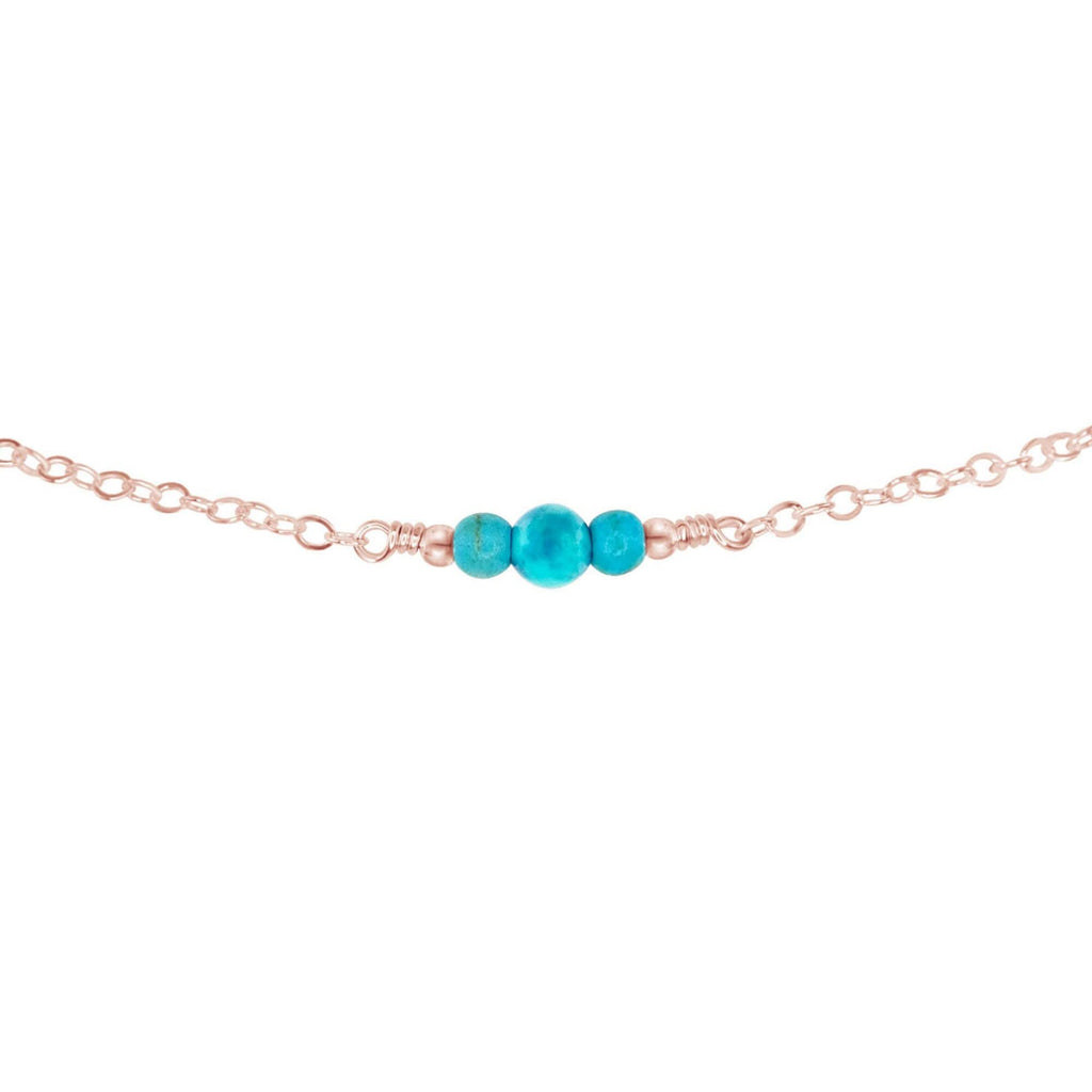 Dainty Turquoise Gemstone Choker Necklace - Dainty Turquoise Gemstone Choker Necklace - 14k Rose Gold Fill - Luna Tide Handmade Crystal Jewellery