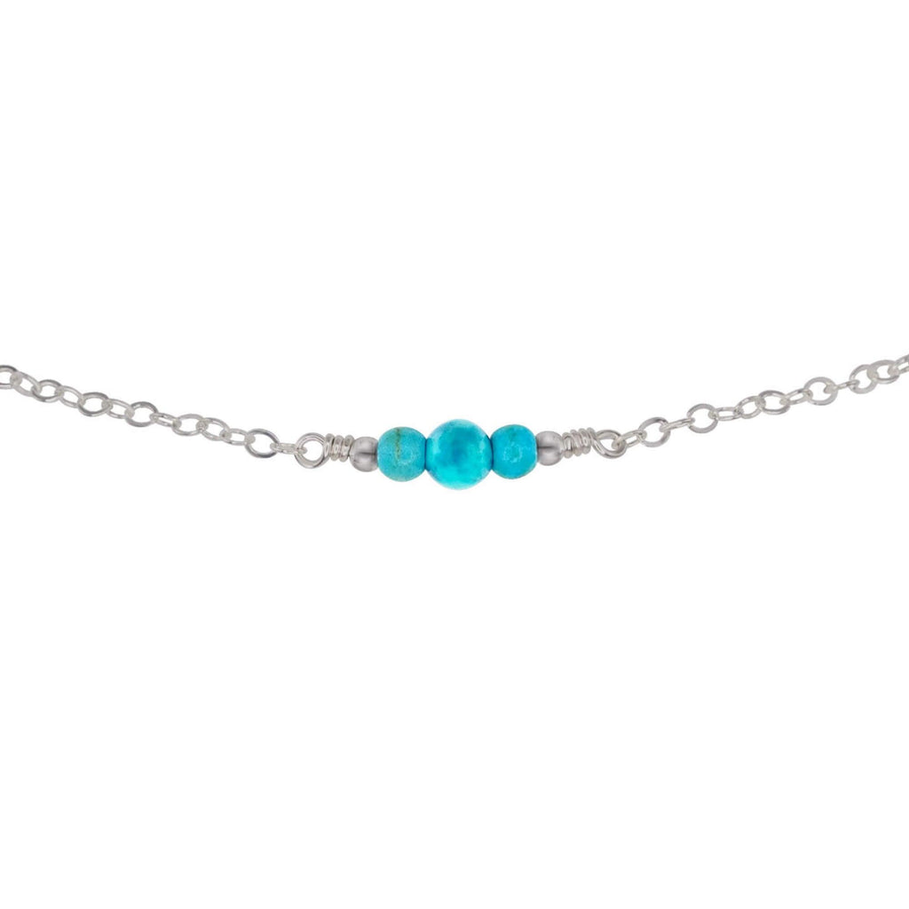 Dainty Turquoise Gemstone Choker Necklace - Dainty Turquoise Gemstone Choker Necklace - Stainless Steel - Luna Tide Handmade Crystal Jewellery